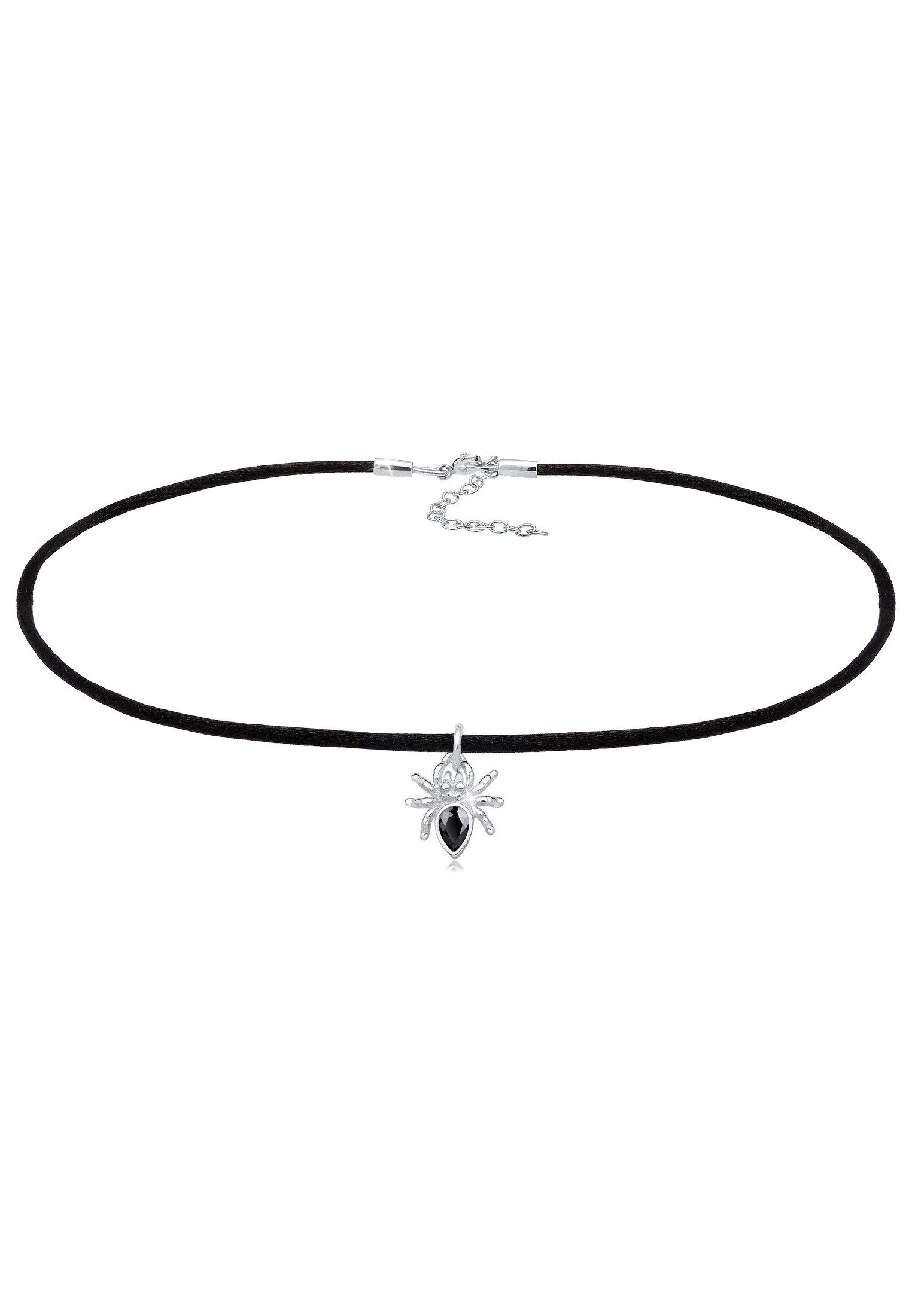 Elli Collier Spinne Zirkonia Schwarz Satin 925 Sterling Silber