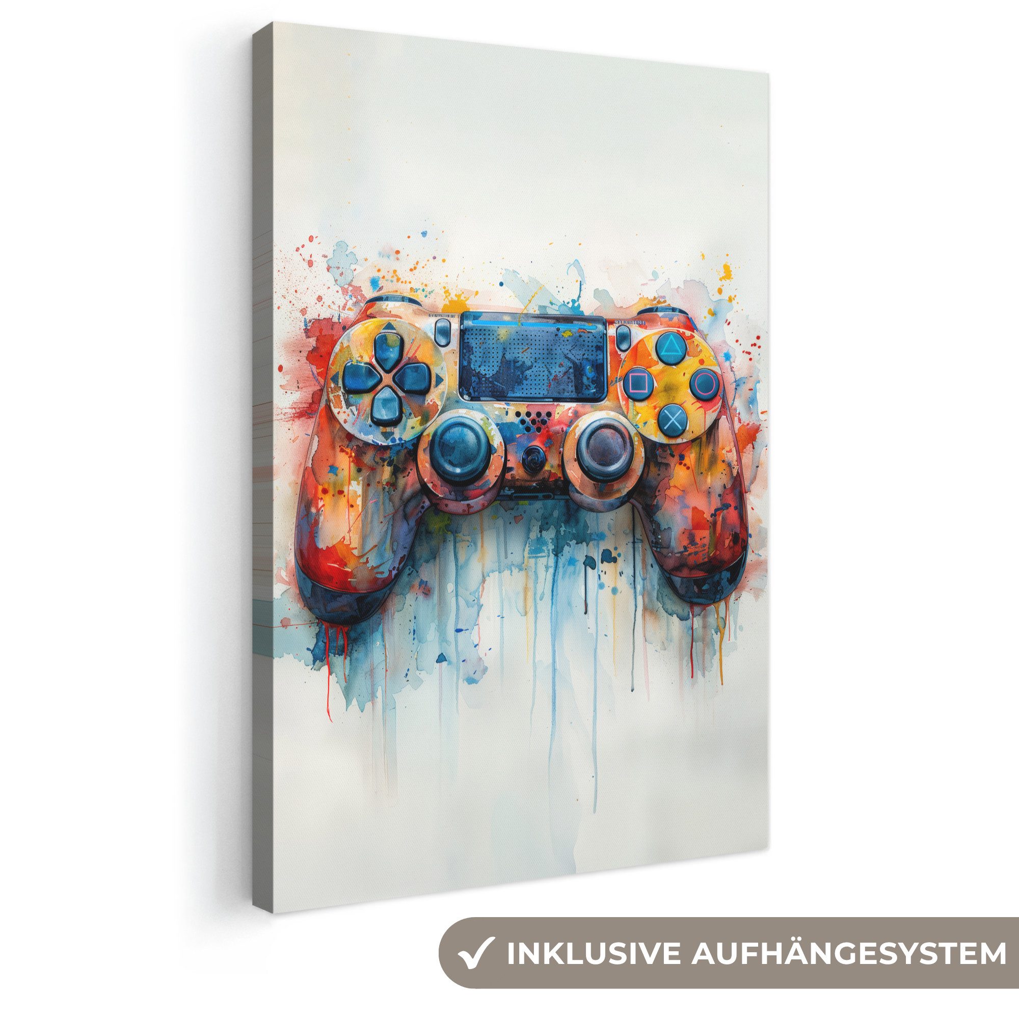 OneMillionCanvasses® Leinwandbild Kinder- en tiener kamer - Gaming - Game controller, Fotodruck (1 St), Leinwand Canvas Wandbild, Wanddekoration 20x30 cm