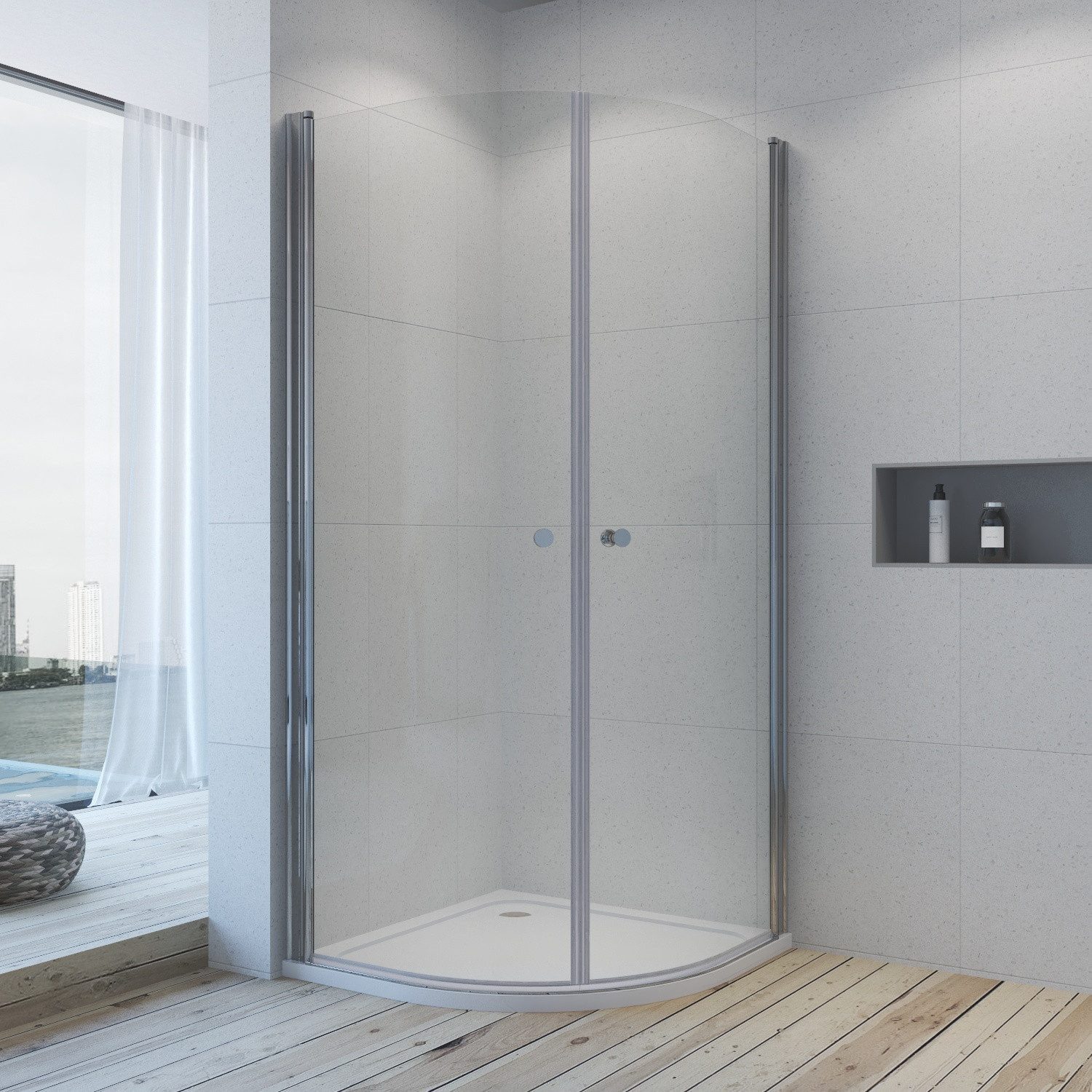 AQUALAVOS Runddusche 90x90 cm Duschkabine Viertelkreis günstig online kaufen