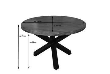 SAM® Esstisch Runi (Tisch mit Gestell), Mangoholz im Used-Look, runde Tischplatte (50mm), Stern-Gestell