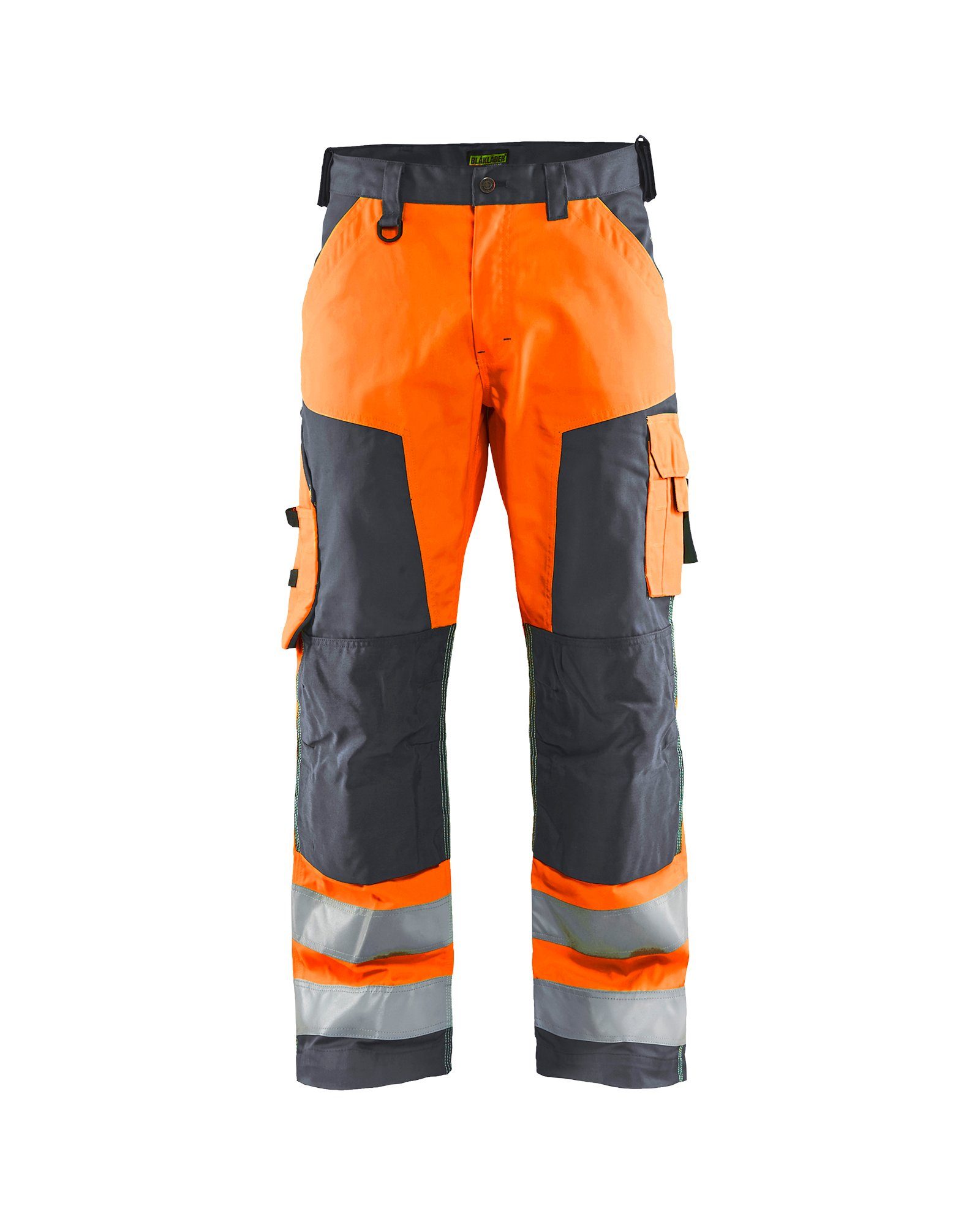 Arbeitsbundhose High ohne vis high Vis orange/mittelgrau (1-tlg) Arbeitshose BLÅKLADER Nageltaschen