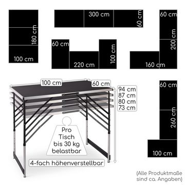 Raburg Arbeitstisch Multifunktionstisch, 3-teilig, Alu, 3 x 100 cm x 60 cm, Raburg Olli (Set, 3er-Set), 4-fach höhenverstellbar, pro Tisch bis 30 kg Belastbar