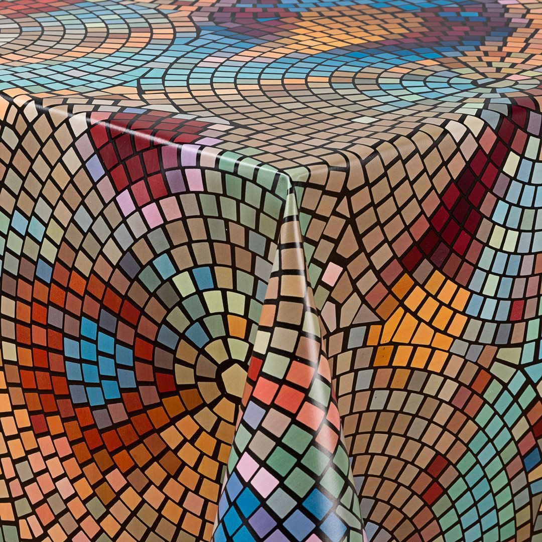 laro Tischdecke Wachstuch-Tischdecken Abwaschbar Mosaik bunt rechteckig – Bild 5 von 5