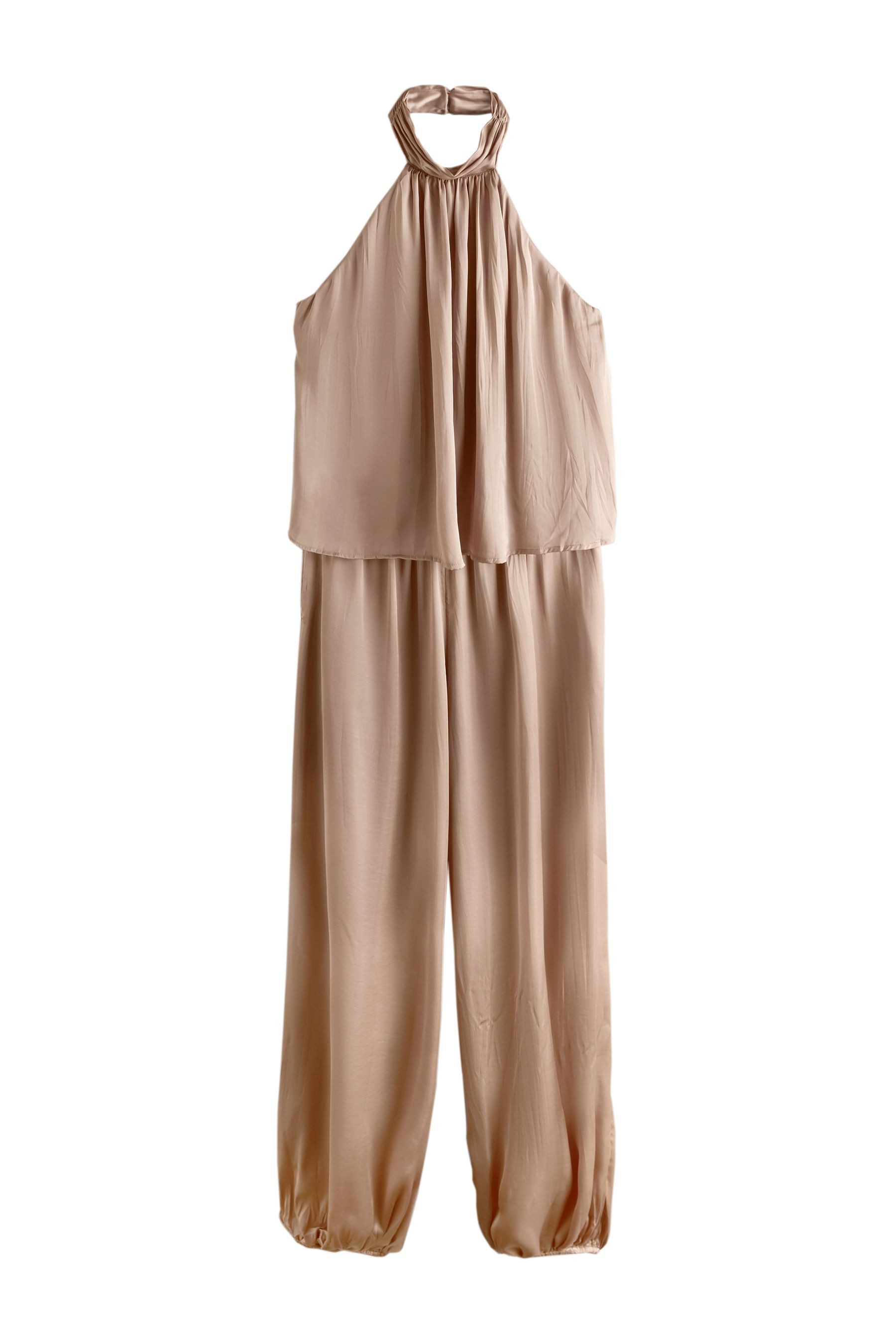 Next Jumpsuit Jumpsuit aus Satin mit Neckholder und Ballon-Bein (1-tlg)