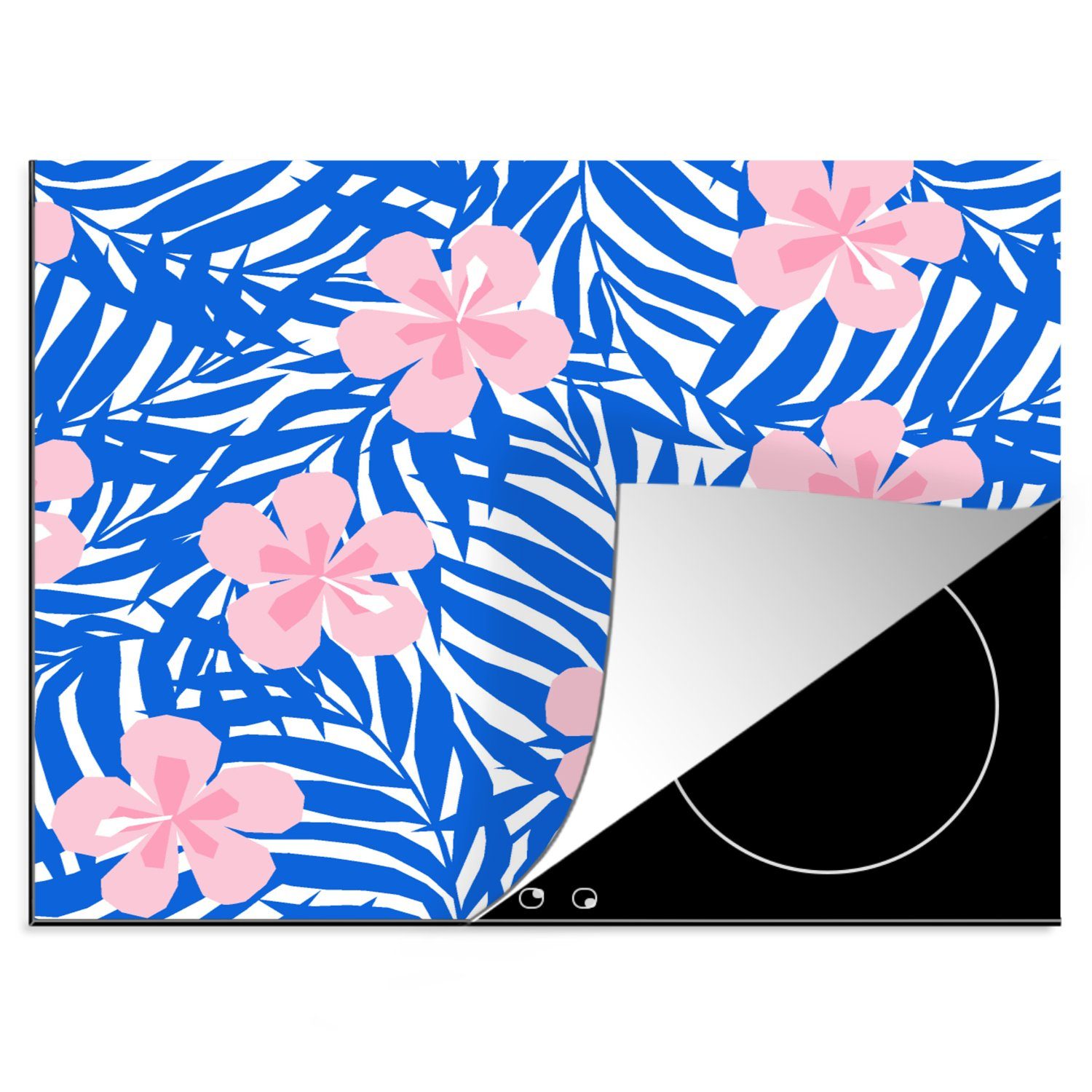 MuchoWow Herdblende-/Abdeckplatte Hawaii - Blüte - Tropisch - Muster, Vinyl, (1 tlg), 60x52 cm, Mobile Arbeitsfläche nutzbar, Ceranfeldabdeckung