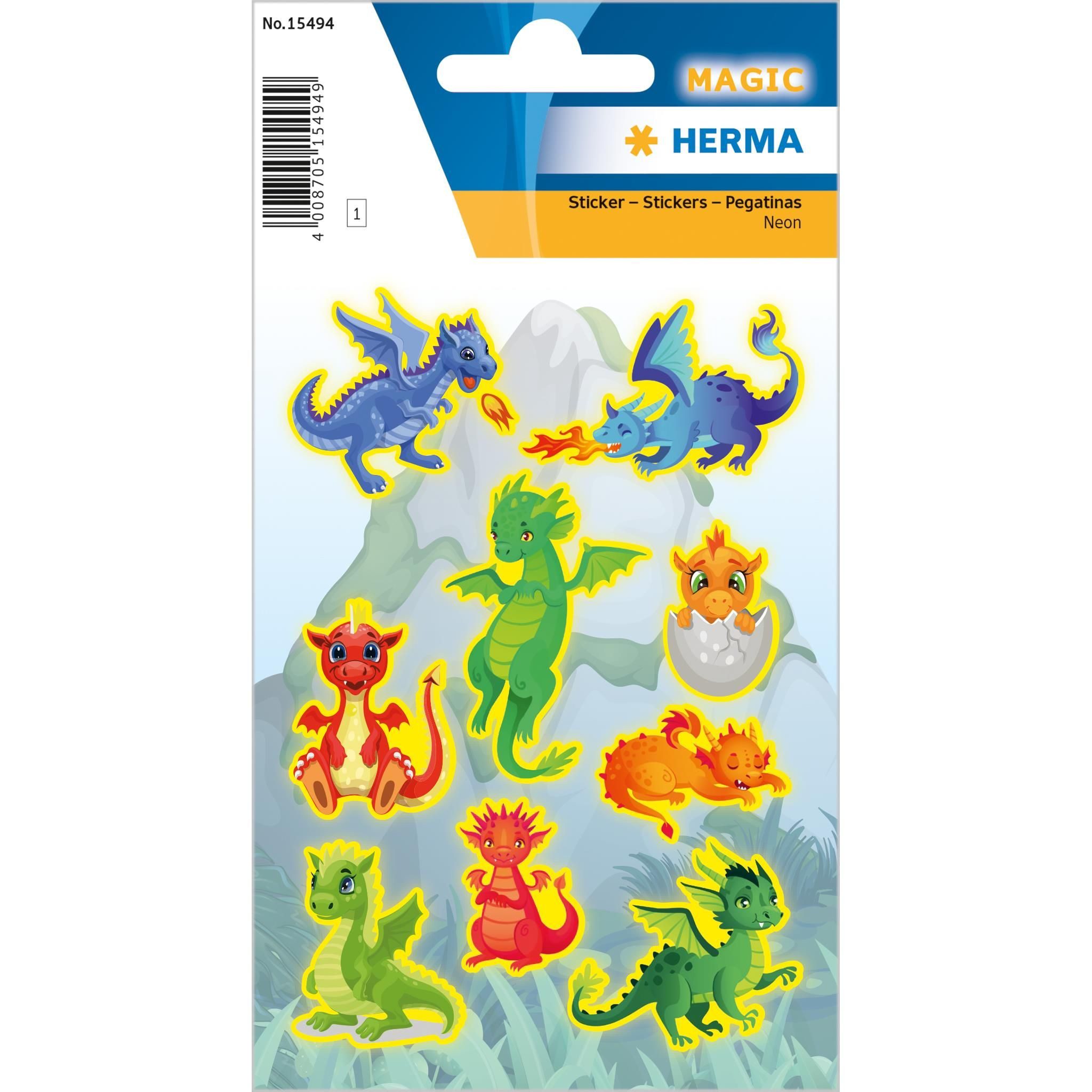 HERMA Sticker Herma Sticker MAGIC Drachen Neon 1 Bl