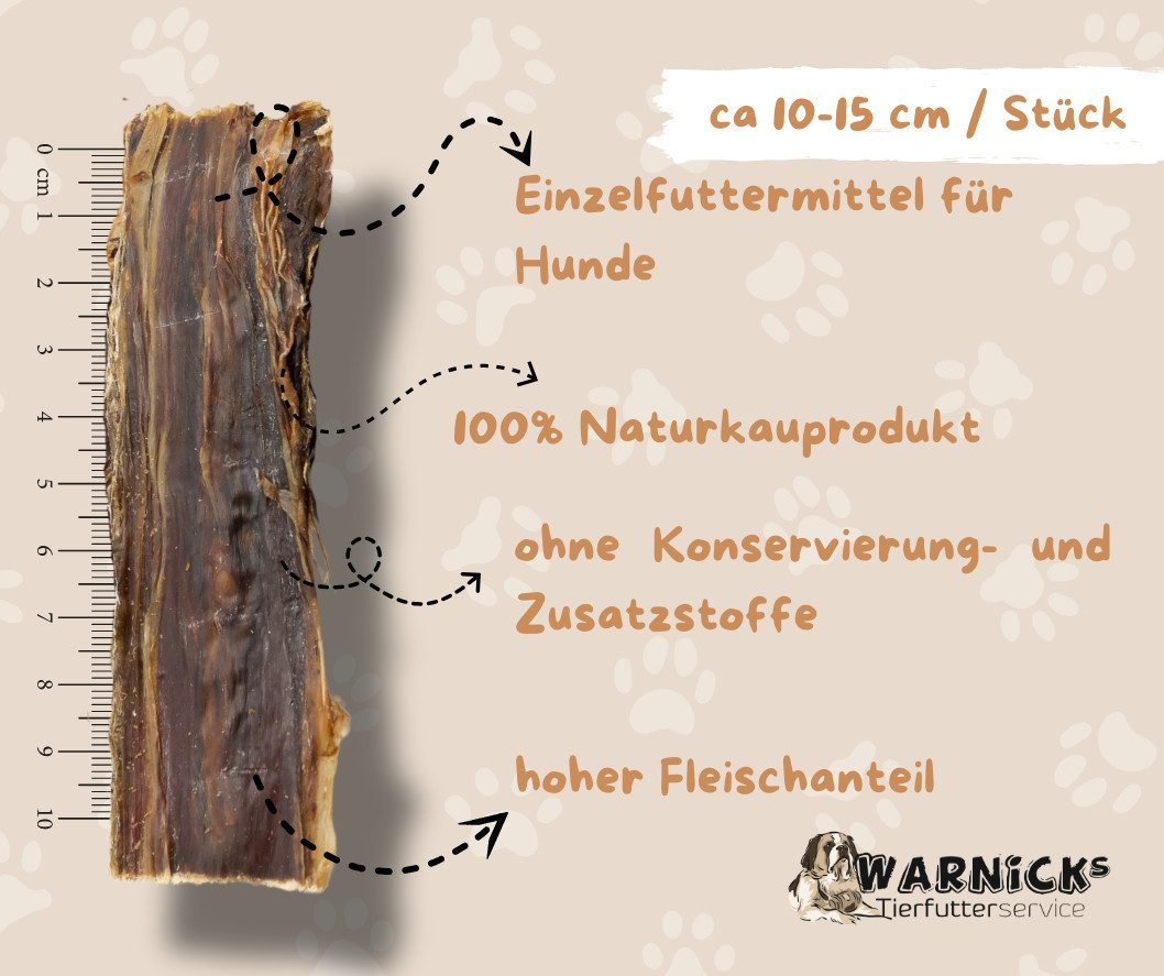 Warnick´s Tierfutterservice Rinderdörrfleisch / Schlundfleisch - natürlicher, fettarmer Kausnack, Snack für: Hunde