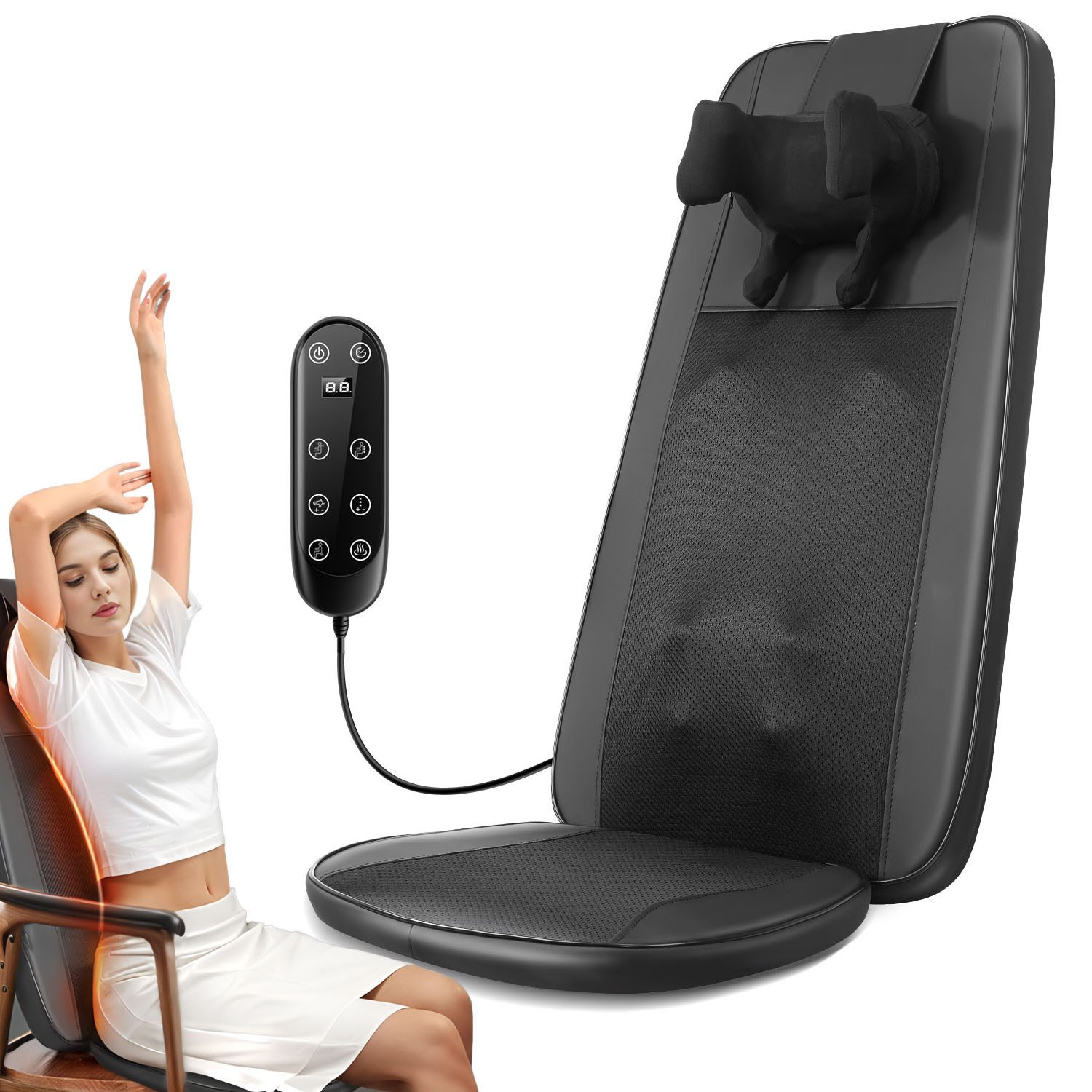 Massagegerät Shiatsu Massagesitzauflage mit Wärme,Vibration,Nacken- & Rückenmassage