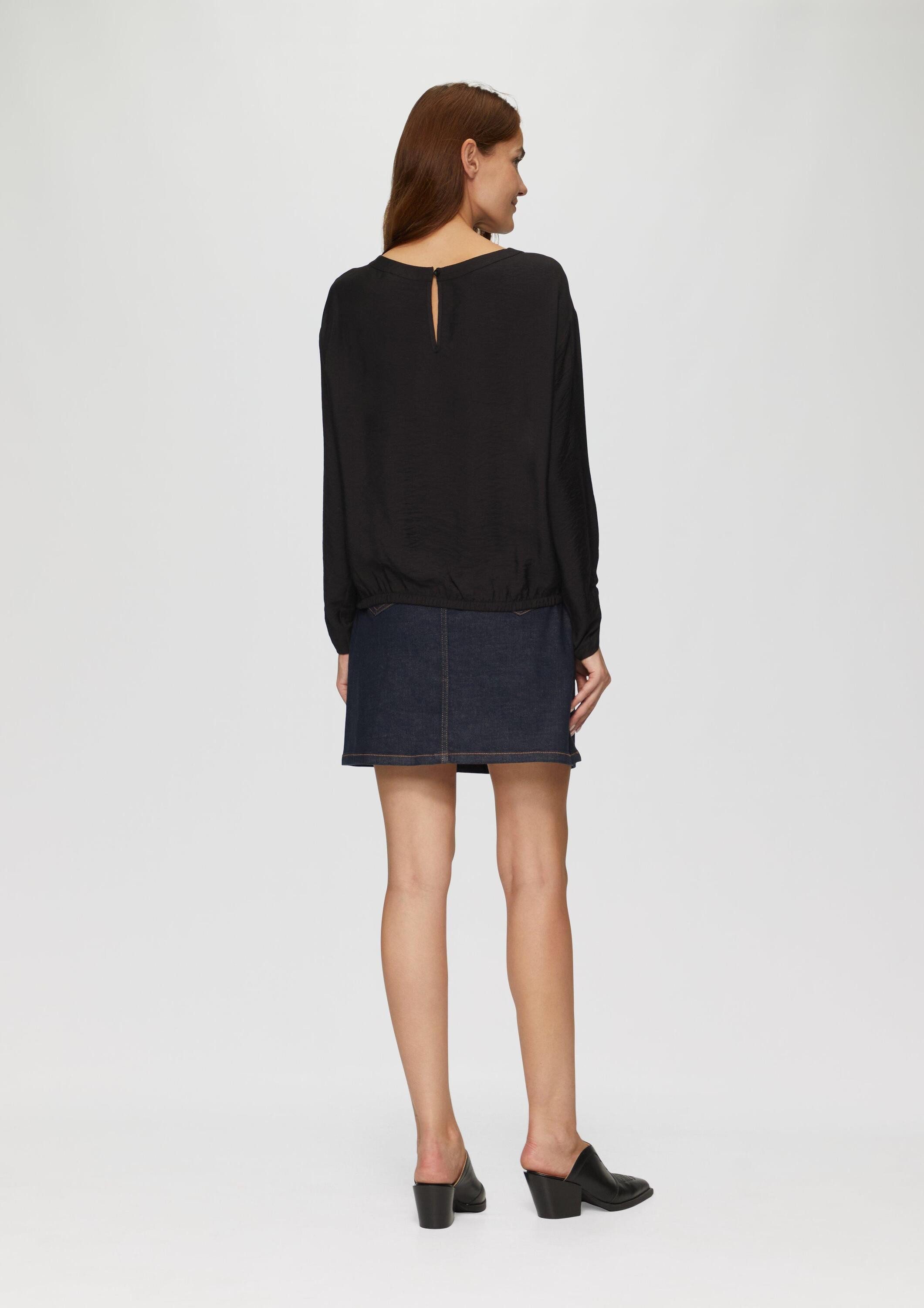 s.Oliver Langarmbluse Bluse Viskose-Bluse mit elastischem Saum