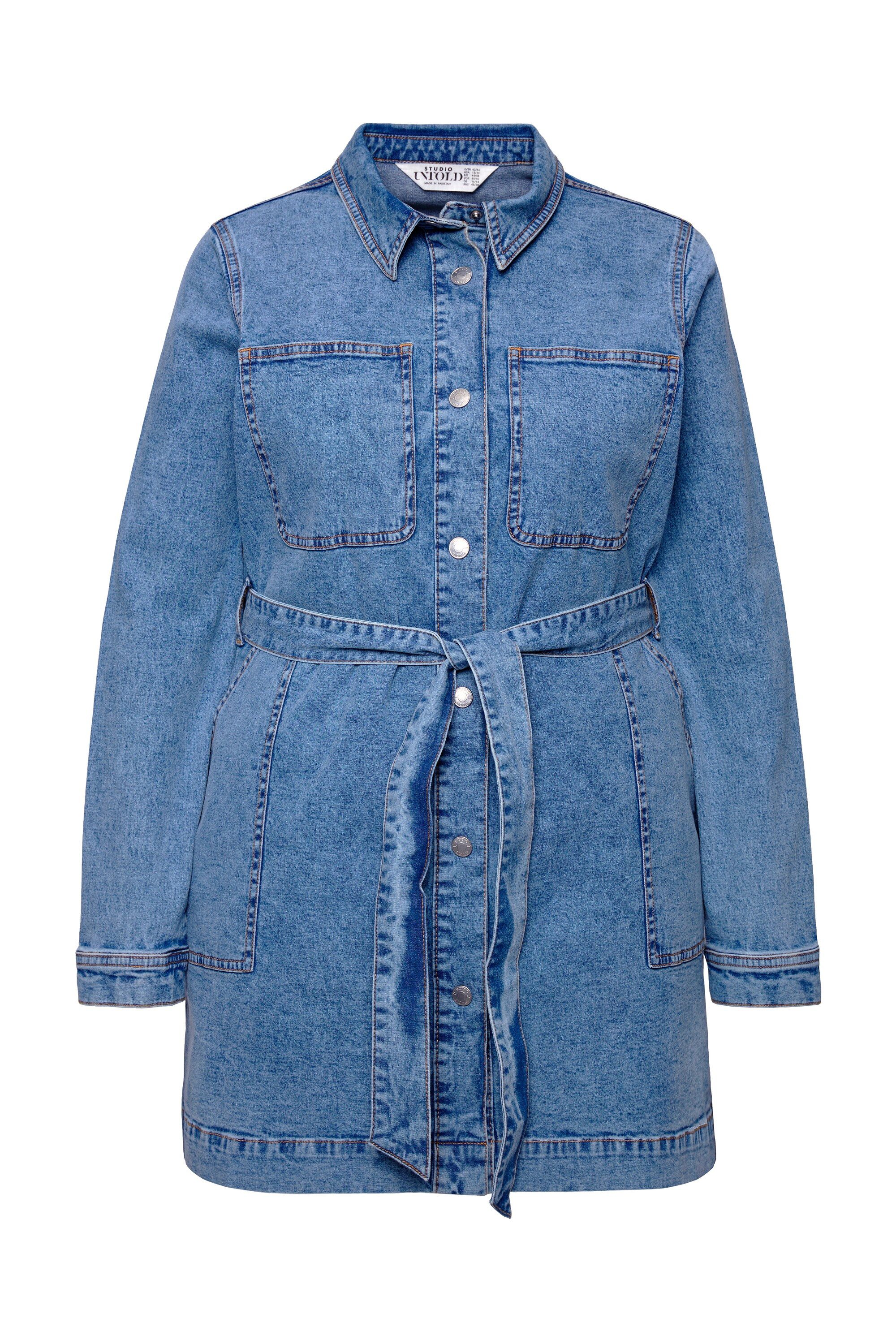 Studio Untold Minikleid Jeanskleid Straight Shape Hemdkragen Bindeband günstig online kaufen