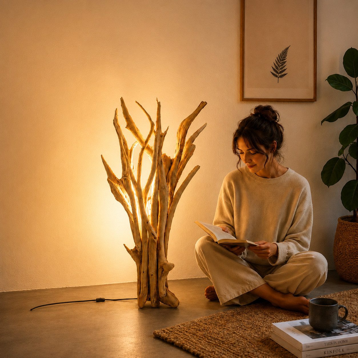 Möbel Bressmer Stehlampe BAKA Holzwandlampe,Handarbeit Treibholzlampe,dekorative wandleuchte