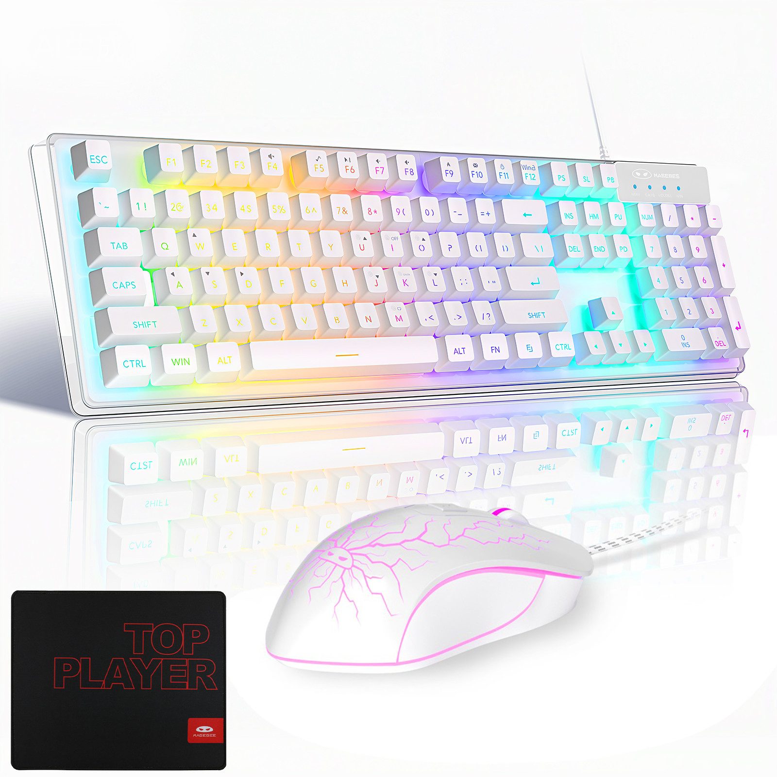 DOPWii Gaming Tastatur Maus Set,104 Tasten,3200 DPI,Metall-Panel,Beleuchtung Tastatur- und Maus-Set, Ergonomisch, Anti-Ghosting, 6-Tasten-Maus, Büro & Gaming Setup