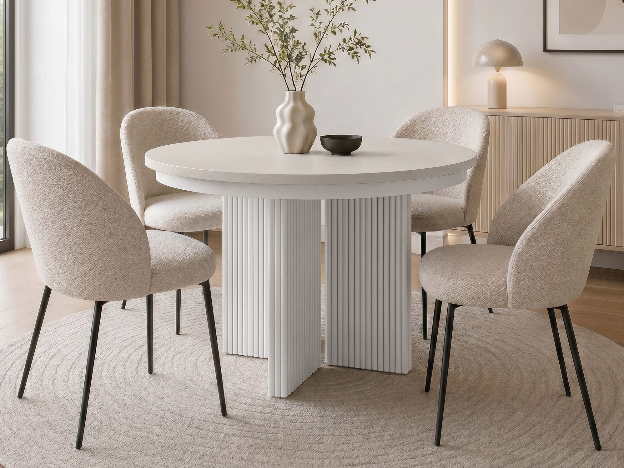 Beautysofa Esstisch PRESTIGE, runder Design-Tisch, ausziehbar Ø 100–180 cm (Metallbeinen, hitze- und verfärbung beständig), verschiedene Farben