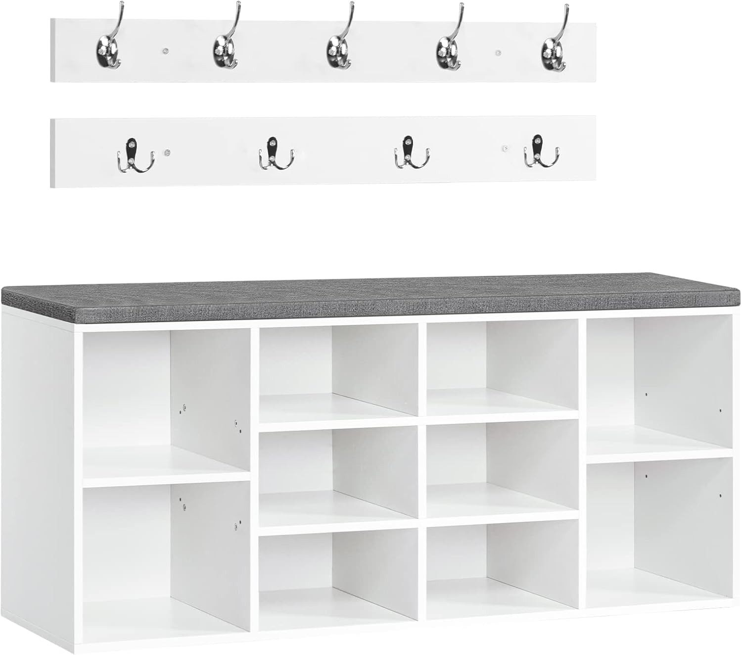 Hoobro Schuhbank Schuhregal Set Wandgarderobe mit 10 Fächern Sitzbank mit Stauraum