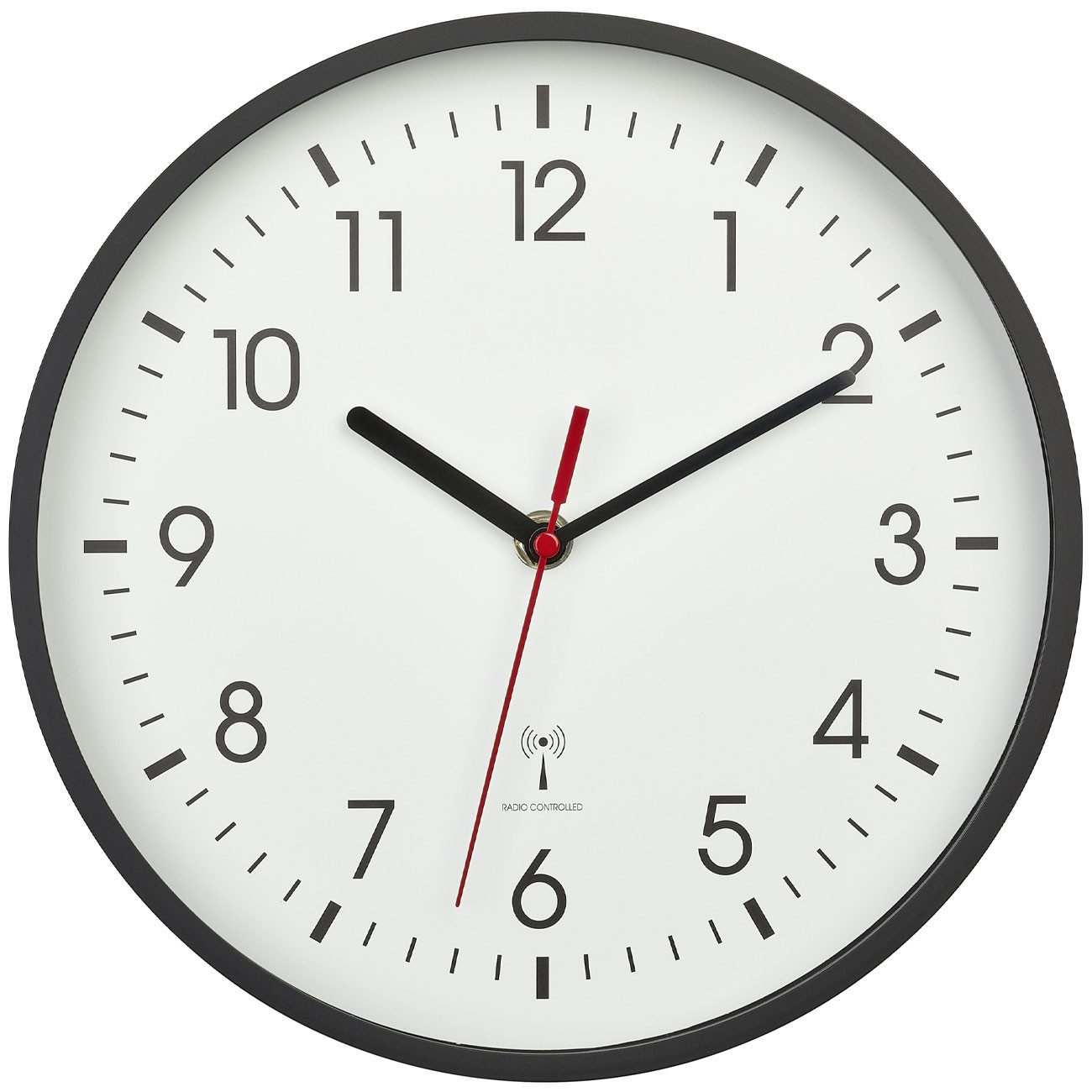 TFA Dostmann Funkwanduhr Klassische Funk-Wanduhr (24,5 cm) in Weiß-Schwarz, gut ablesbar (Mit gut ablesbarem Zifferblatt)