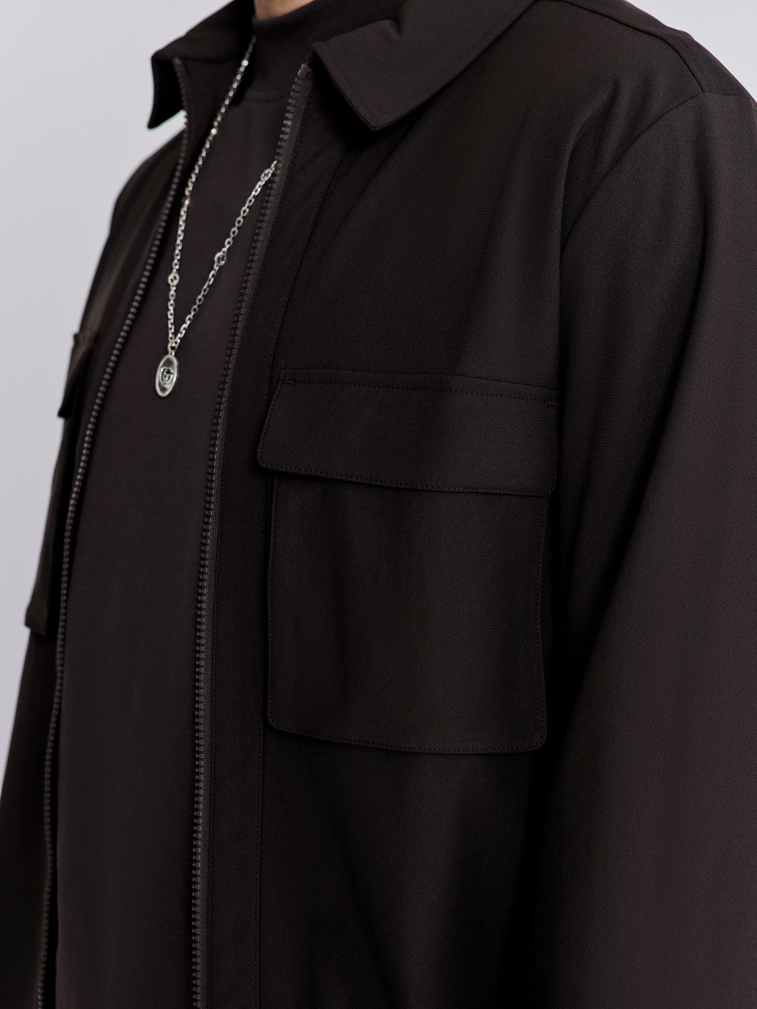 Siksilk Hemdjacke SikSilk Herren Braunes Full Zip Overshirt günstig online kaufen