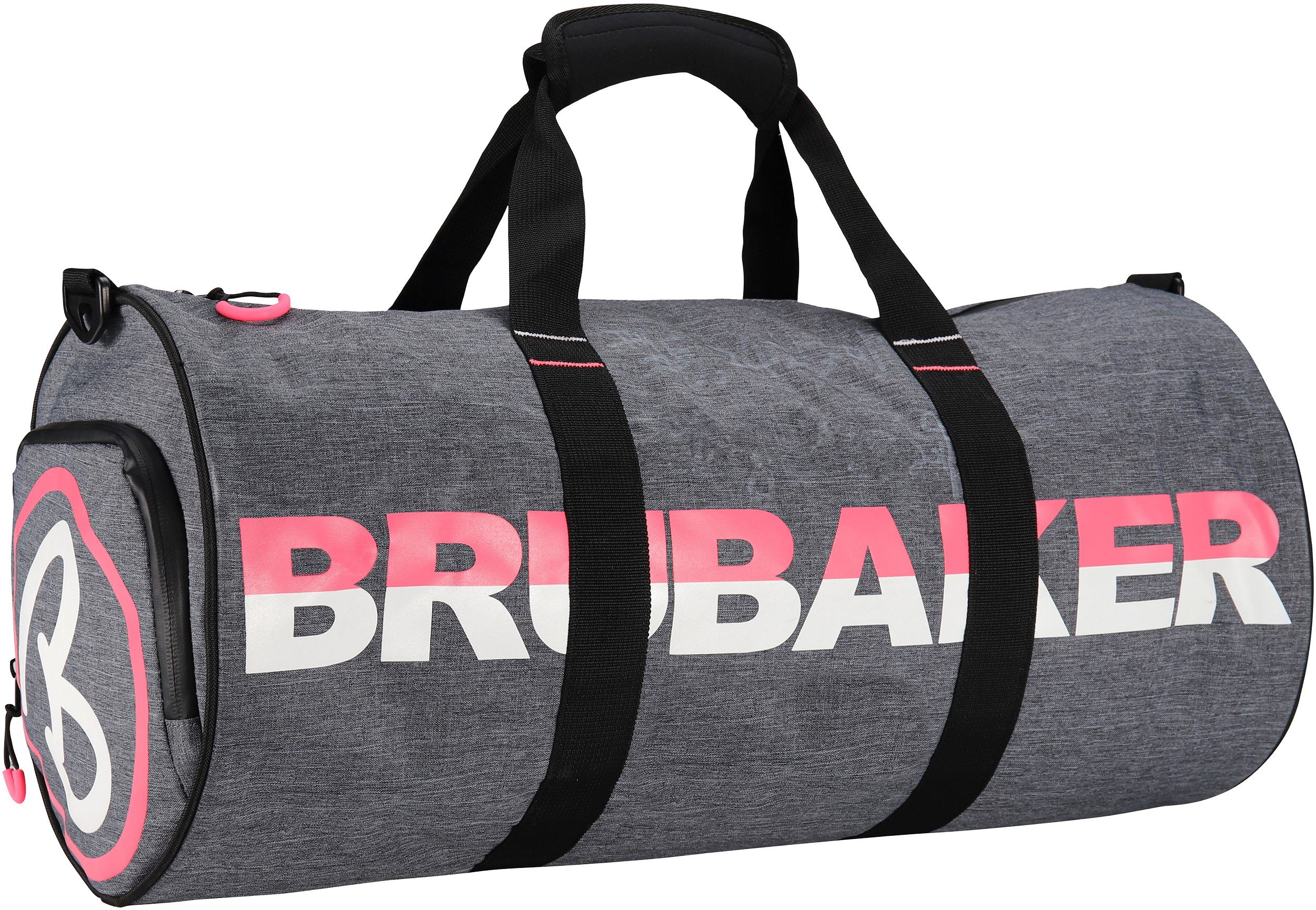 BRUBAKER Sporttasche Unisex Duffle Bag Trainingstasche Grau (1-tlg., wasserabweisend, Duffelbag), 27 l Fitnesstasche mit Schuhfach und Nassfach, Reisetasche Duffel Bag, Dufflebag Rosa und Anthrazit