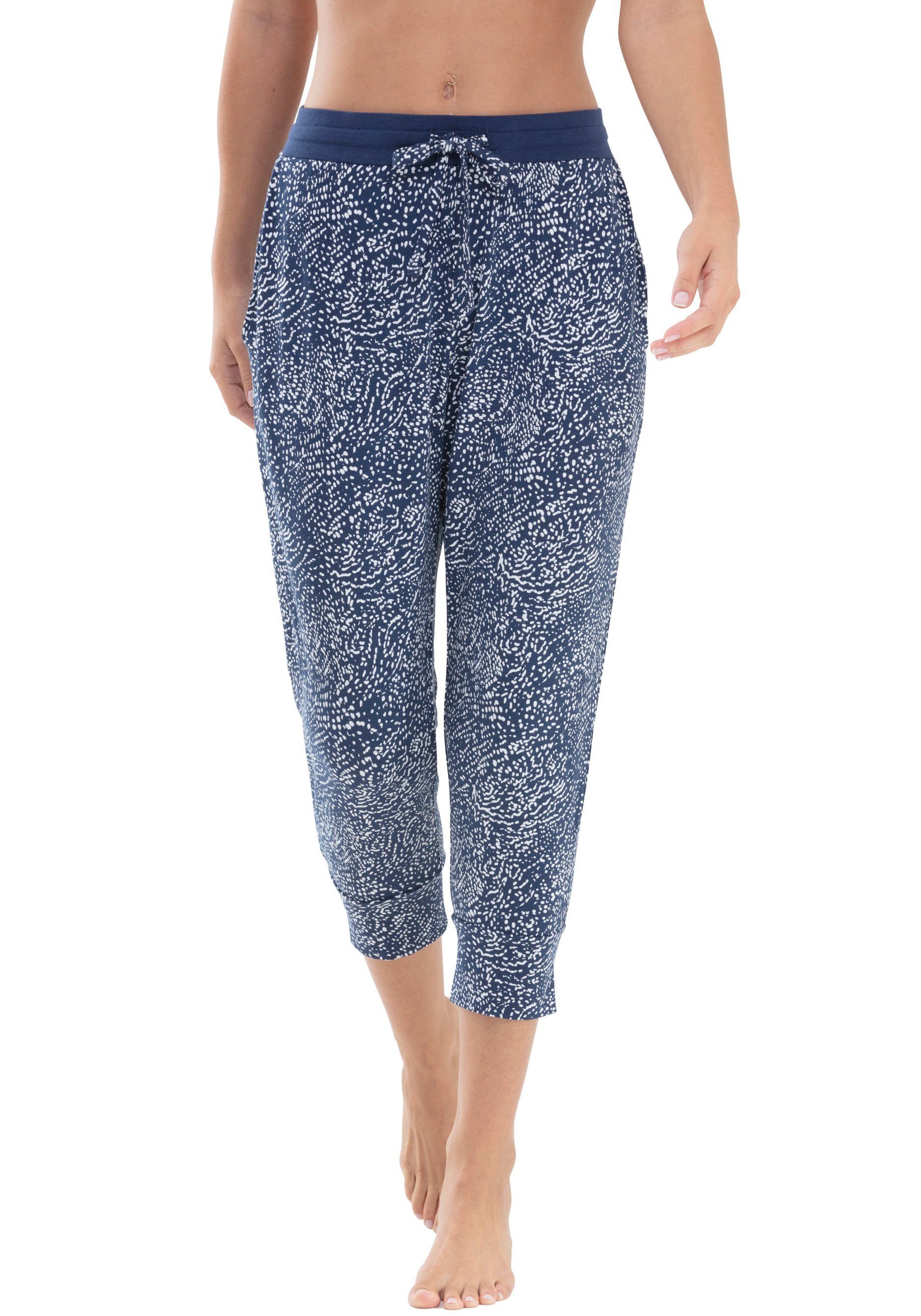 Capri-Pyjama Hose tlg) und Mey mit (Set, 2 schlichtem gemusterter Oberteil