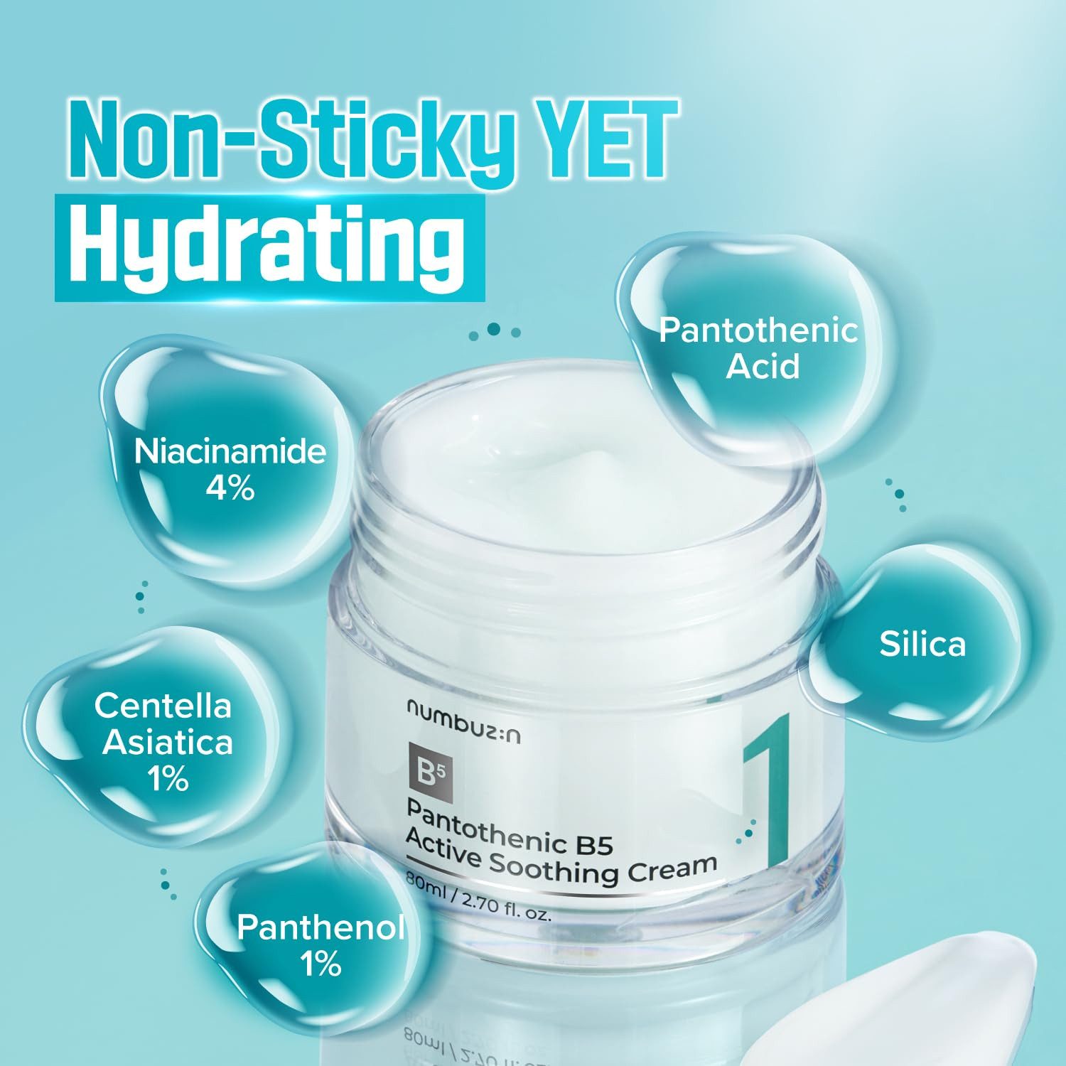 numbuzin Tagescreme No.1 Pantothenic B5 Active Soothing Cream 80 ml – beruhigende Gesichtscreme mit Panthenol & Niacinamid – feuchtigkeitsspendend, talgregulierend, für empfindliche & unreine Haut, nicht komedogen