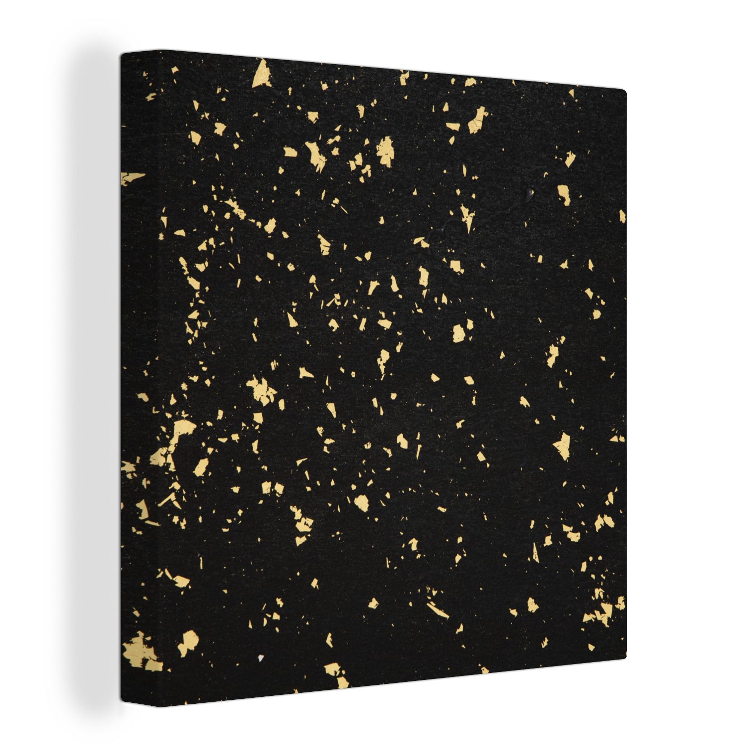 OneMillionCanvasses® Leinwandbild Goldene Flocken auf schwarzem Hintergrund, (1 St), Leinwand Bilder für Wohnzimmer Schlafzimmer