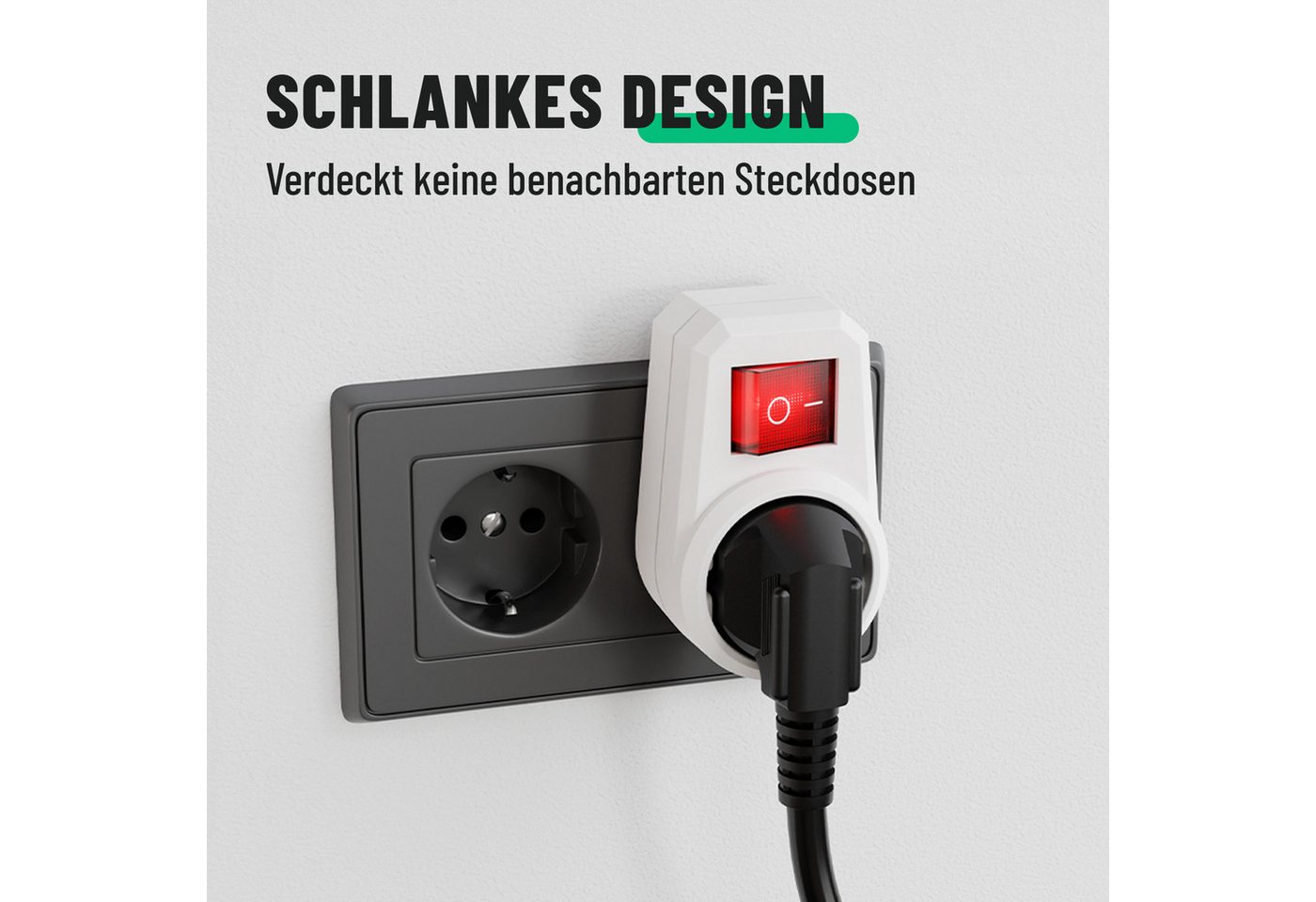 Thumbnail - greate. 6x 1fach Steckdosenadapter mit Schalter - Zwischenschalter ohne Kabel Mehrfachsteckdose