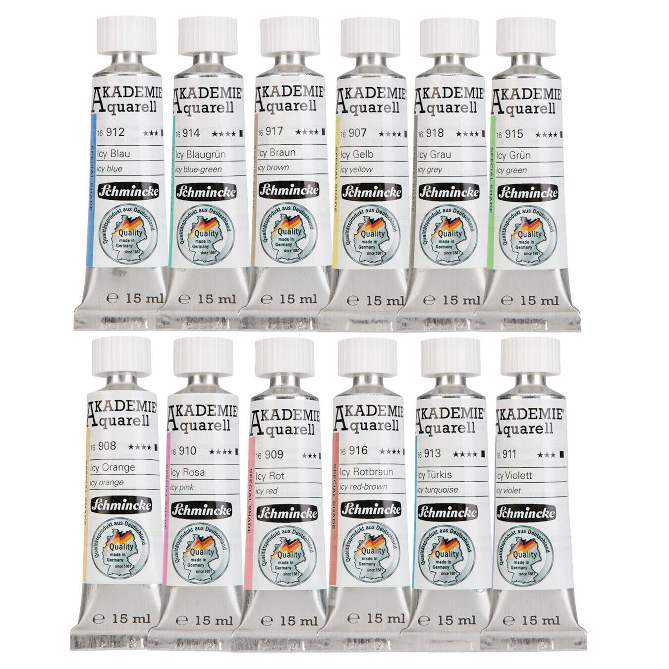 Schmincke Aquarellfarbe AKADEMIE® Aquarell Icy Pastell Tuben, 12x 15ml Set