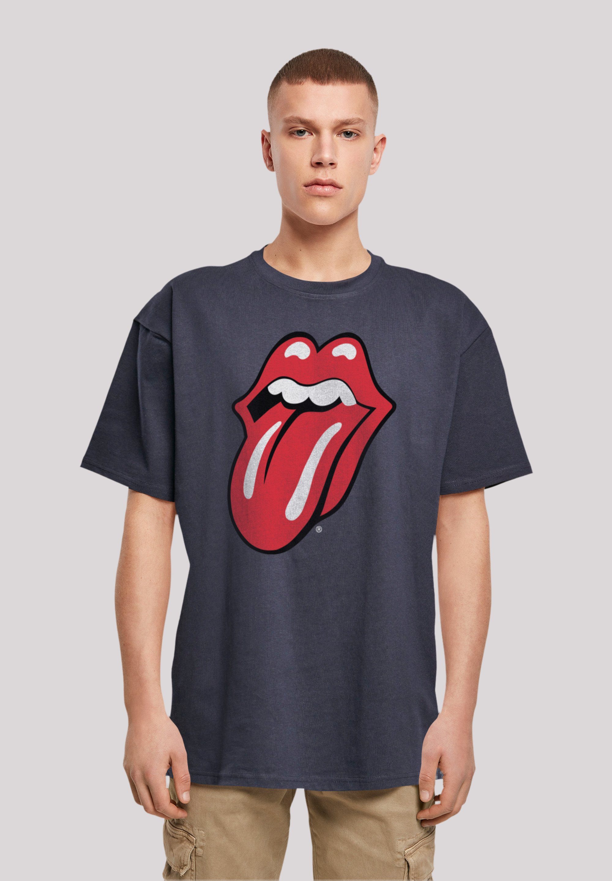 F4NT4STIC T-Shirt The Rolling Stones Zunge Rot Print navy