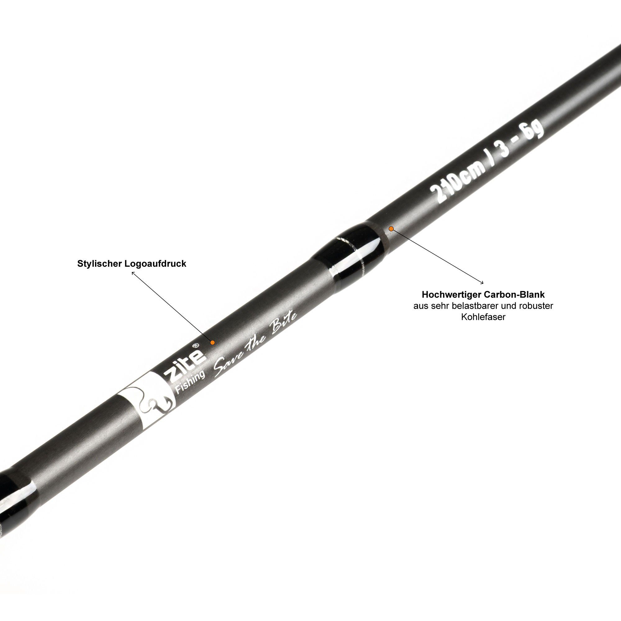 Zite Spinnrute 190cm 2-5g - Ultra Light Angelrute aus Kohlefaser - Forellenrute – Bild 4 von 5