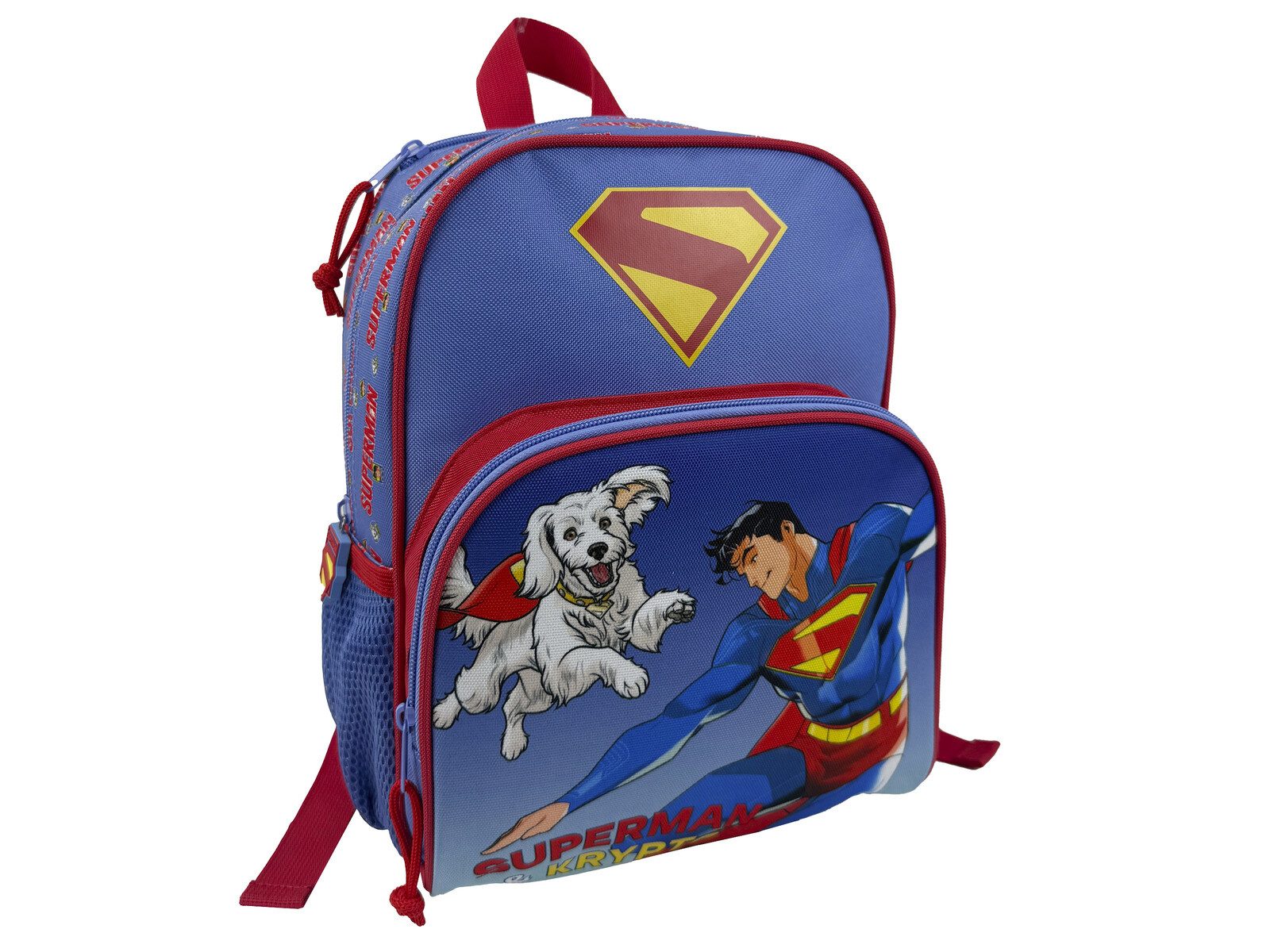 Superman Kinderrucksack mit Fronttasche Hauptfach und Seitennetz
