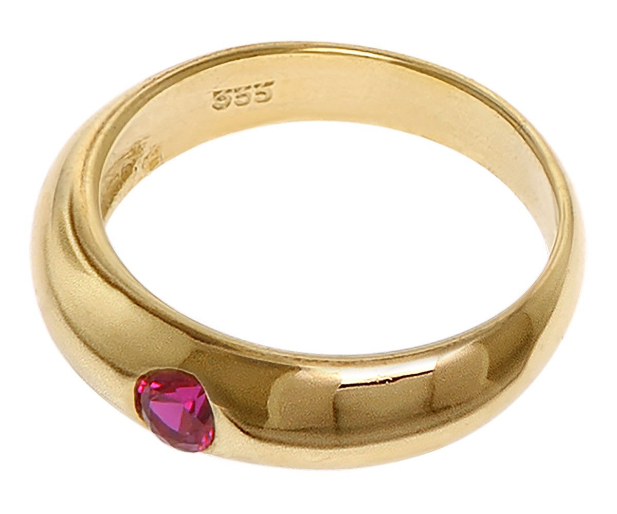 trendor Kette mit Anhänger Anhänger Taufring Gold 333 mit Rubin an goldplattierter Kette