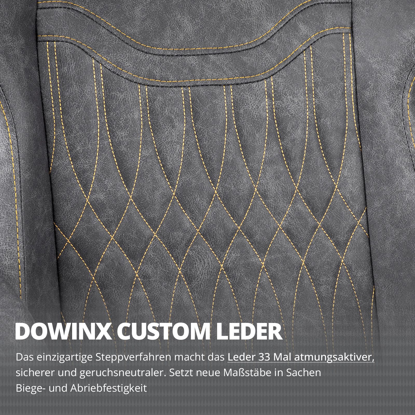 Dowinx Gaming-Stuhl mit Frühling Kissen,Racing Gamer Stuhl mit Massage Lendenwirbelstütze (Packung), Ergonomischer Gaming Sessel mit Fußstütze Bürostuhl PU Lede – Bild 4 von 5