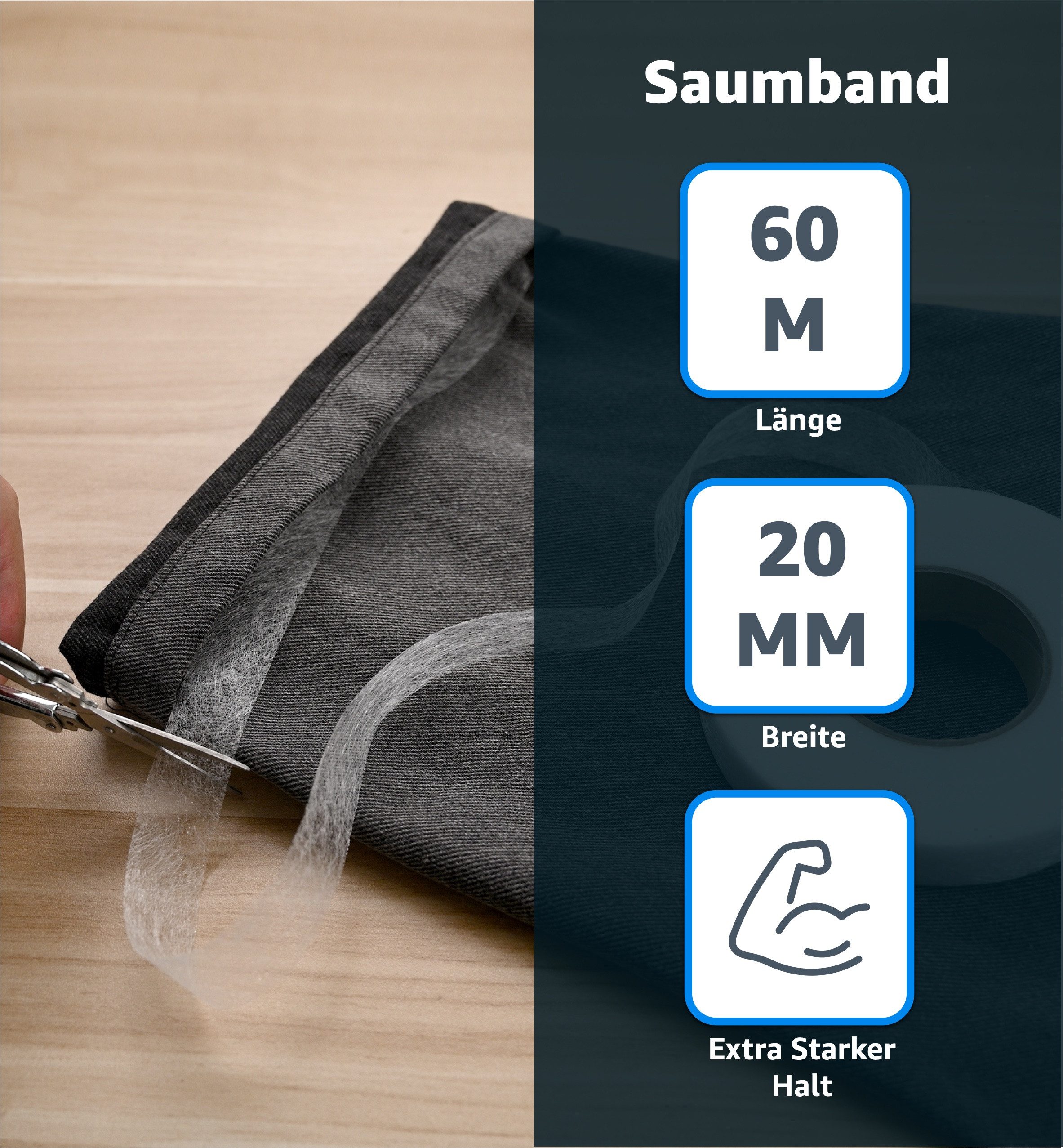 Everhomely® Versteifungsband 1x Saumband zum Auf Bügeln - 30 Meter & 60 GSM günstig online kaufen