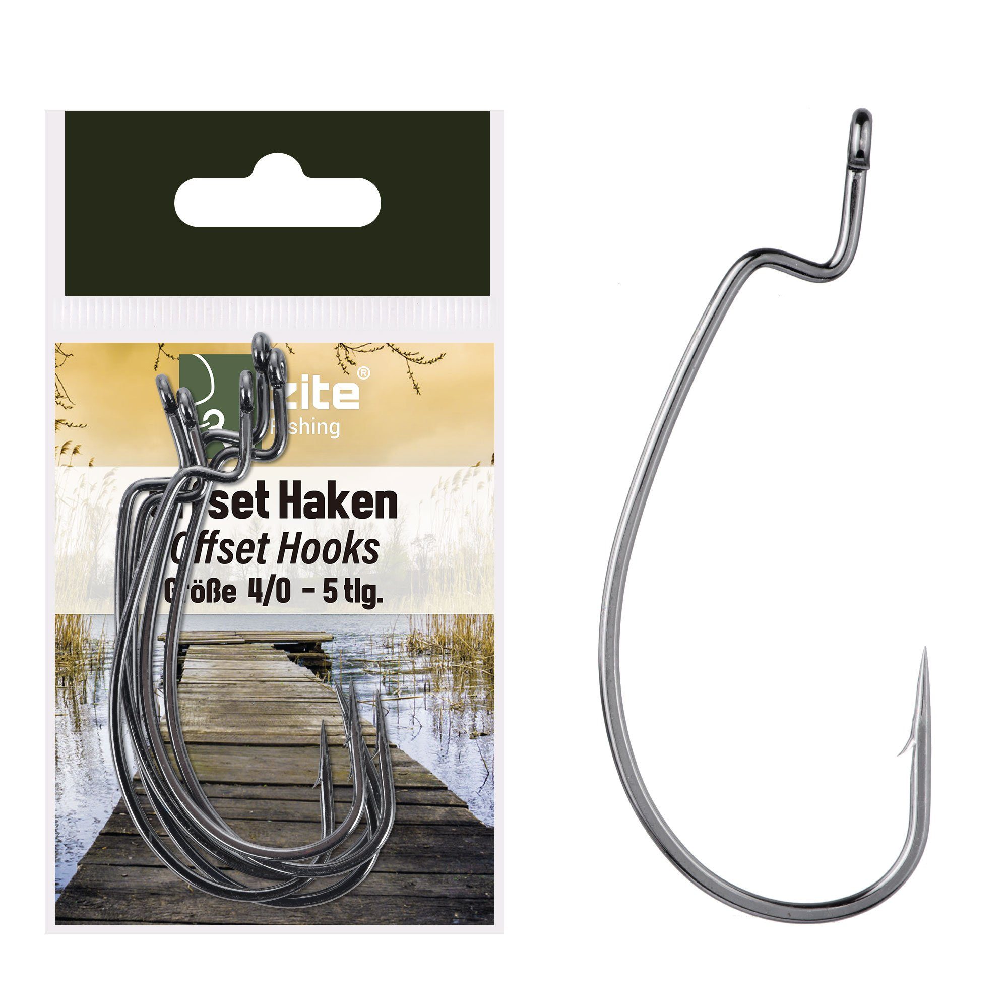 Zite Offset-Haken Set Größe 4/0 fürs Barsch- & Zanderangeln 5 Stück Angelhaken