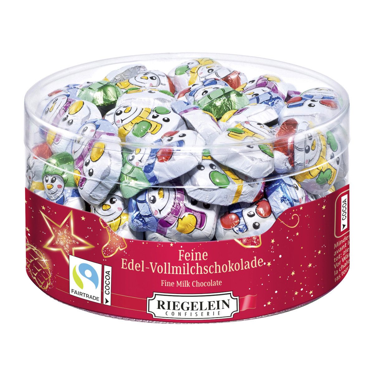 Riegelein Confiserie Schokolade, Riegelein Schneemännchen 6,25g pro Stück Vollmilchschokolade 400g