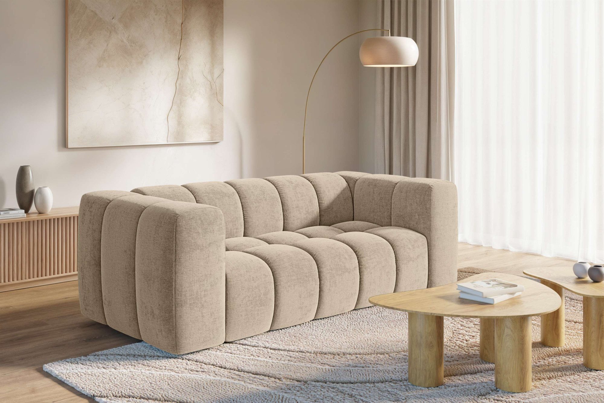 homsy by Ana Johnson 3-Sitzer »L« BOUBELLE Design-Sofa, Bubble-Optik, Breite 217 cm, hoher Sitzkomfort dank Wellenunterfederung, L Sitztiefe 63 cm