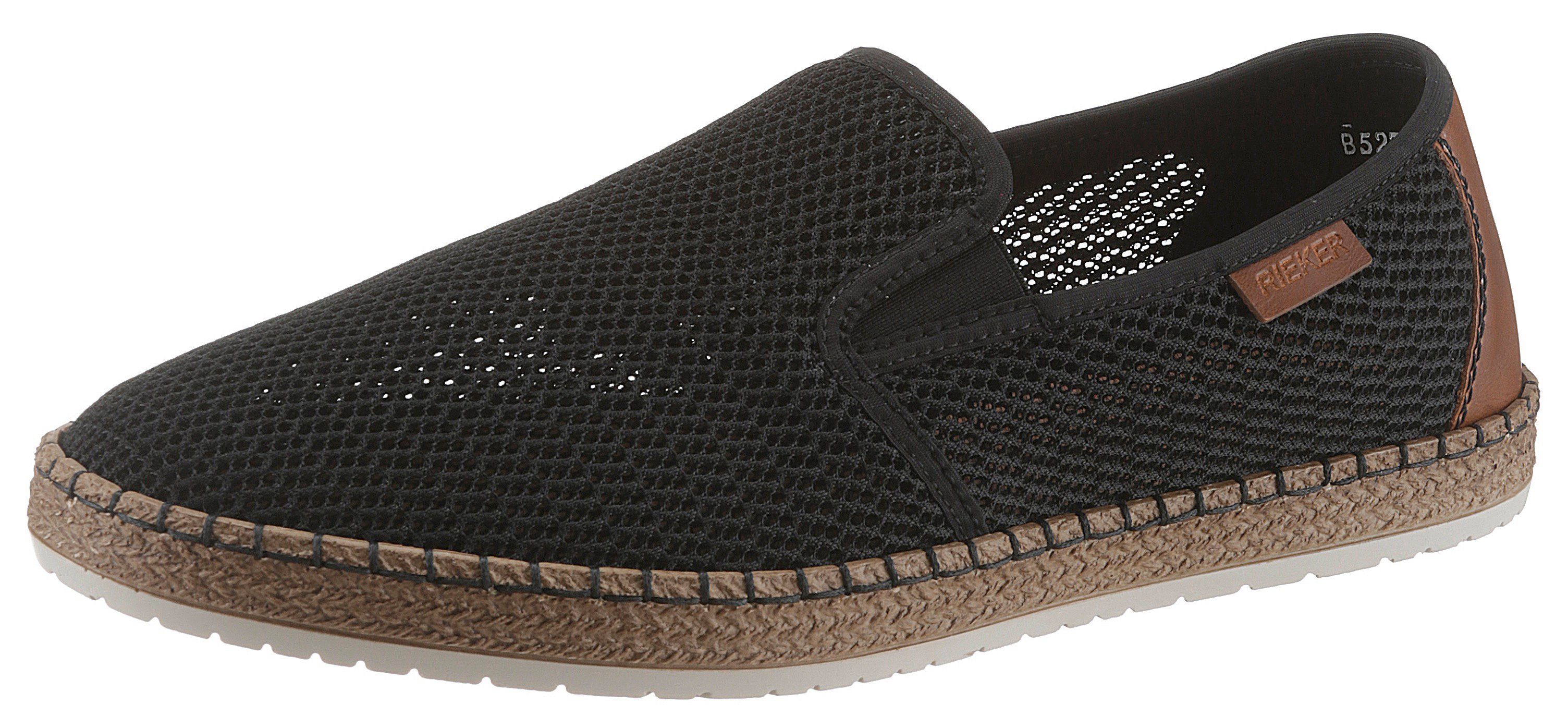 Espadrille mit Perforation schwarz Rieker luftdurchlässiger