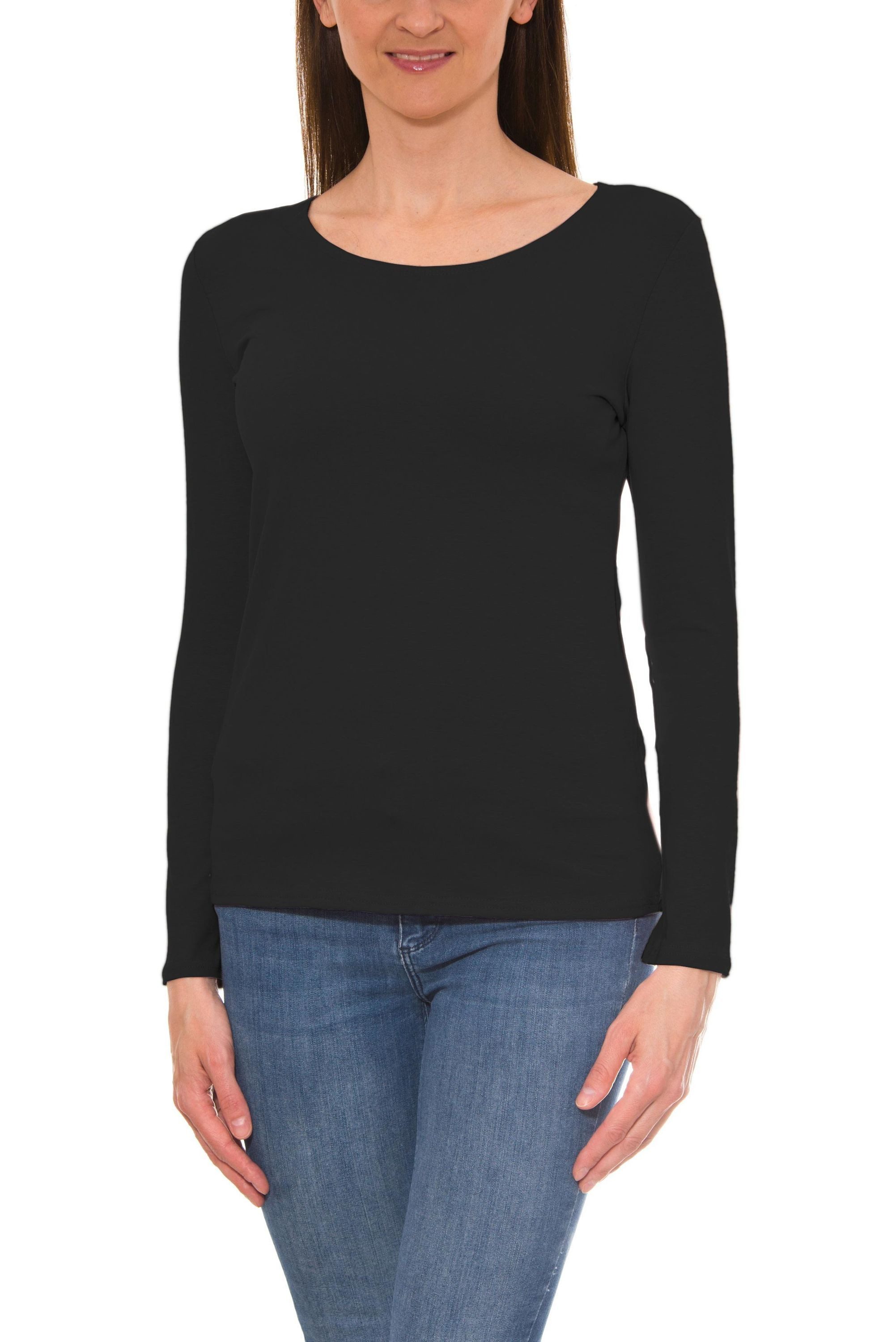 Longshirt Alkato Damen Langarm Shirt mit O-Ausschnitt