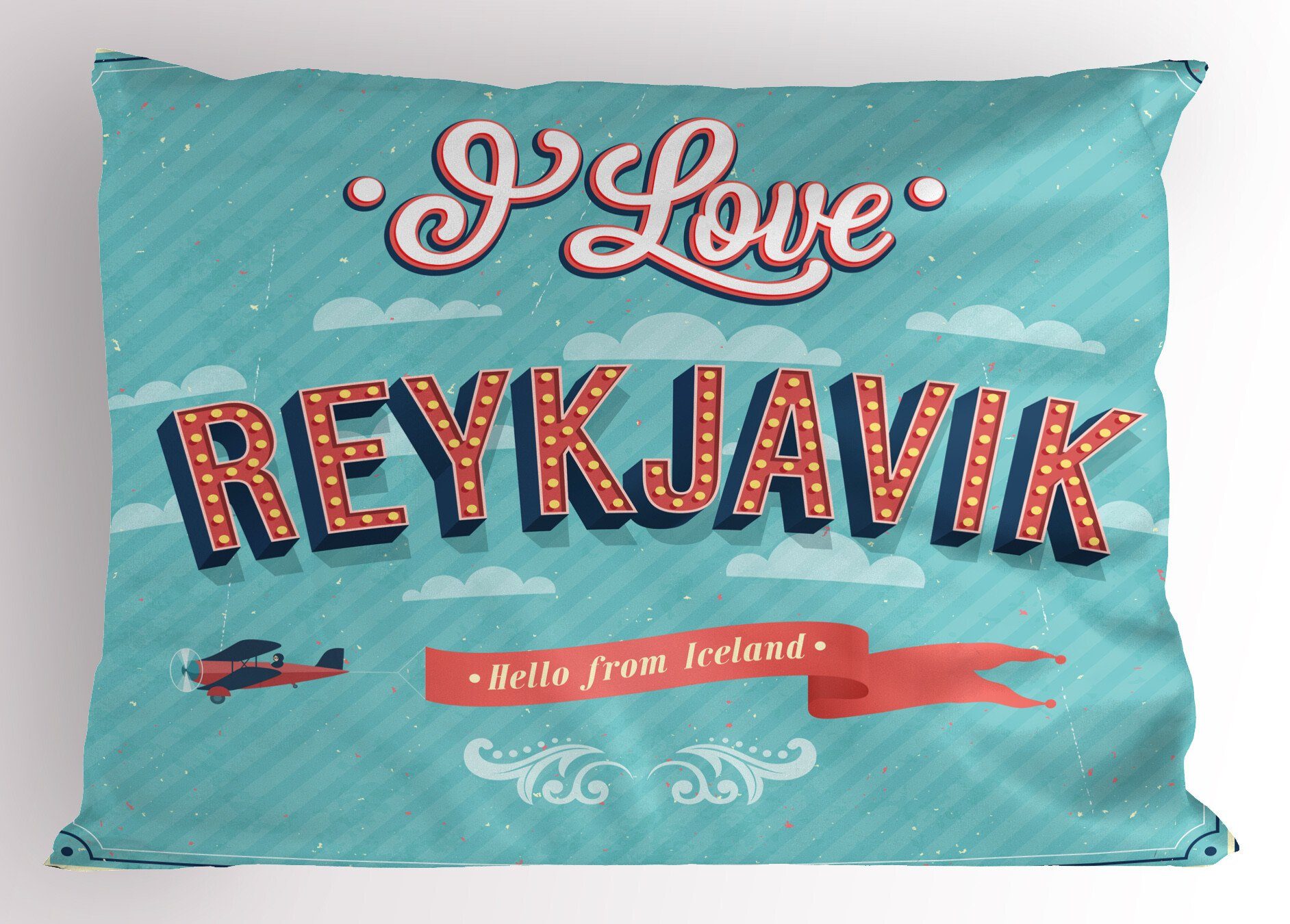 Reykjavik Kopfkissenbezug, Ich Stück), Abakuhaus liebe (1 Standard Gedruckter Island Kissenbezüge Dekorativer Size Weinlese