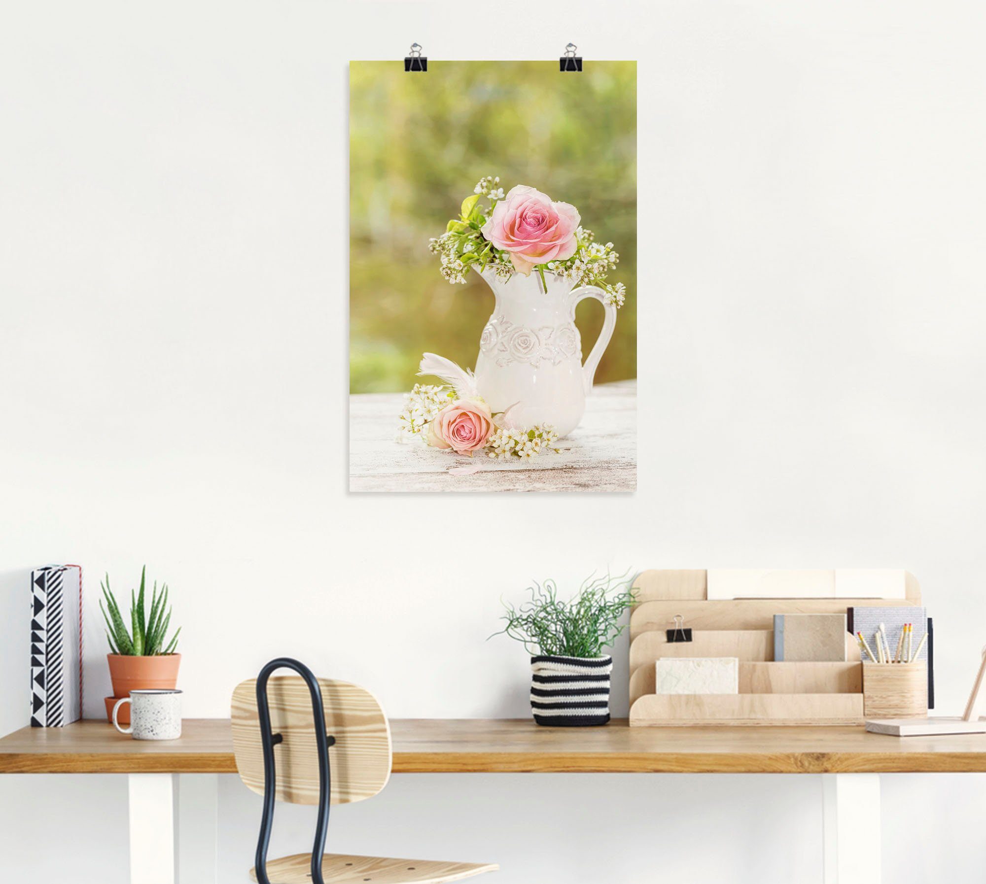 Artland Wandbild Vintage Rosen in Vase, Blumen (1 St), als Alubild, Leinwandbild, Poster in verschied. Größen