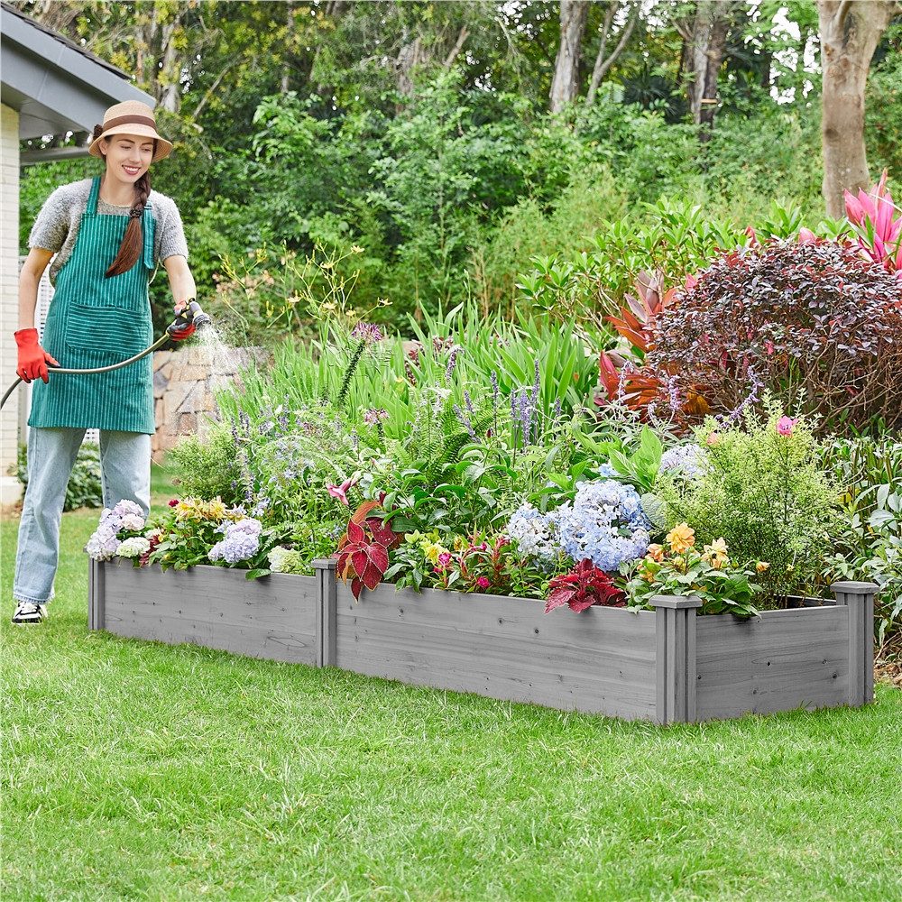 Yaheetech Hochbeet Trennbares Pflanzbeet, Pflanzkasten aus Holz Wetterfest Gartenbeet Kräuterbeet