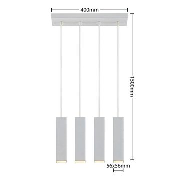 Prios Hängeleuchte Neliyah, dimmbar, Leuchtmittel nicht inklusive, Modern, Eisen, Aluminium, sandweiß, 4 flammig, GU10, Deckenlampe