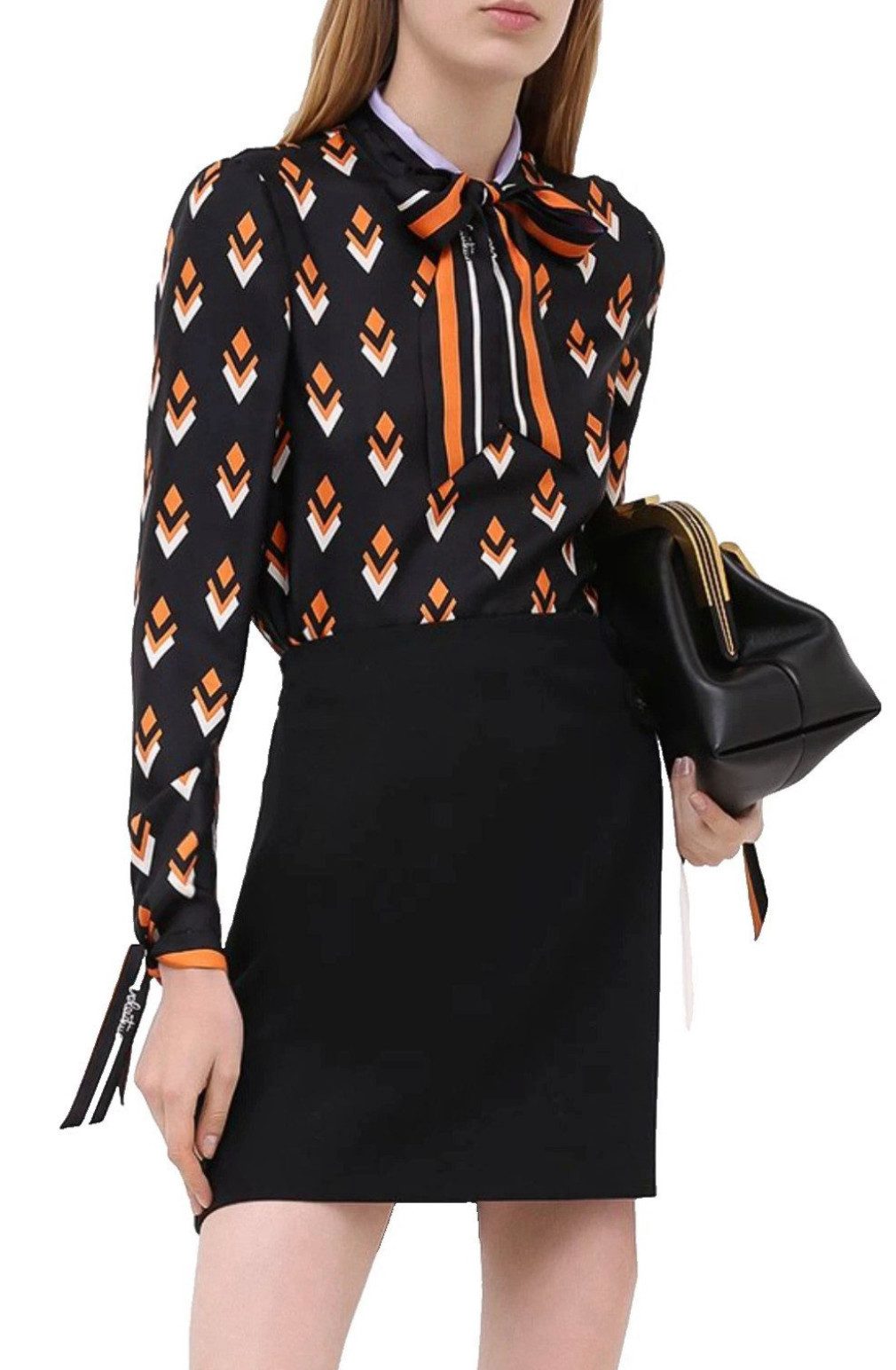 VALENTINO GARAVANI Seidenbluse Long Sleeve Hemd Tie Bluse mit Schleifenkragen Seide selbstbewusste Silhouette-elegant mit modischer Präsenz