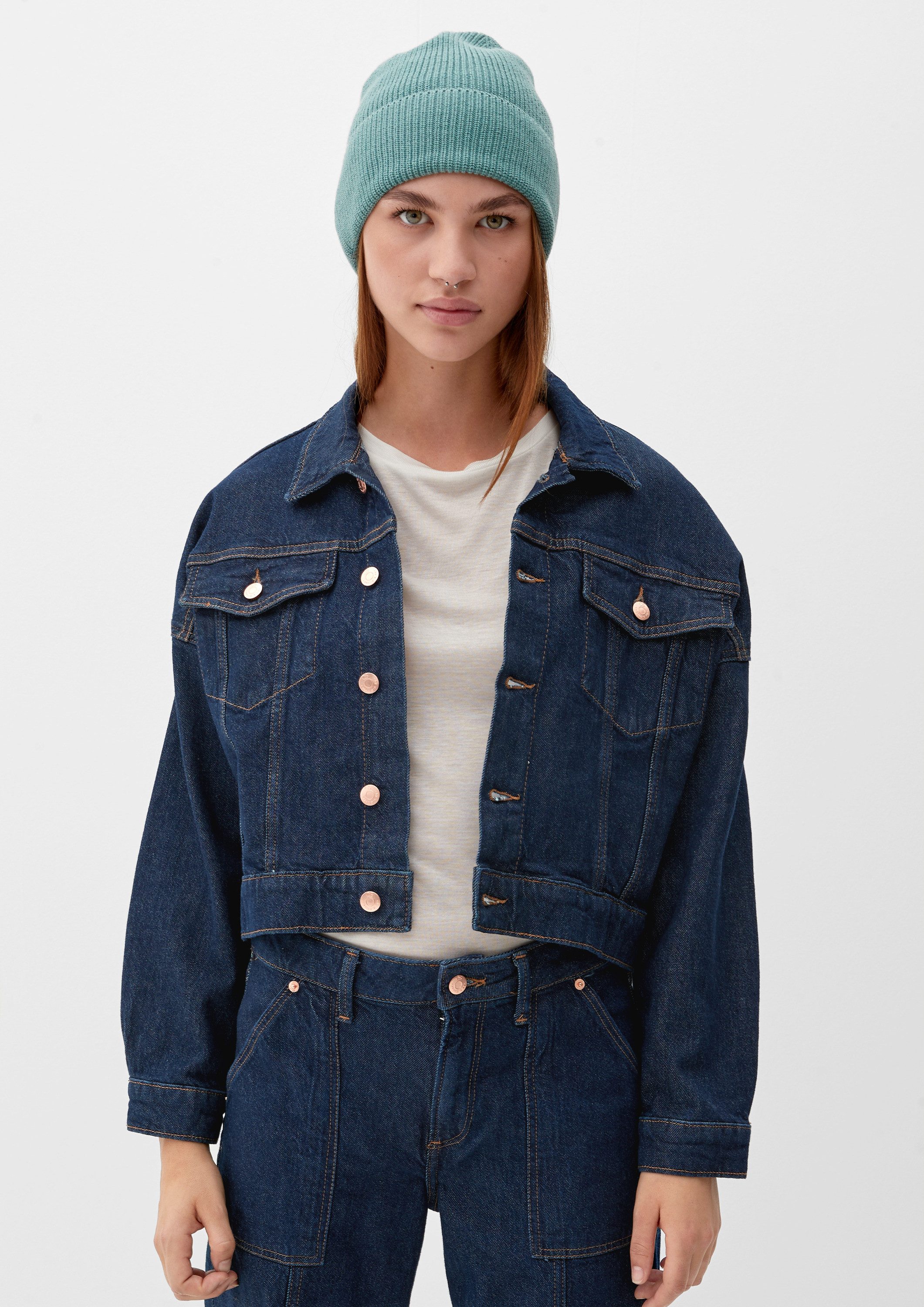 QS Hemdjacke Indoor-Jacke Denimjacke im Boxy-Stil