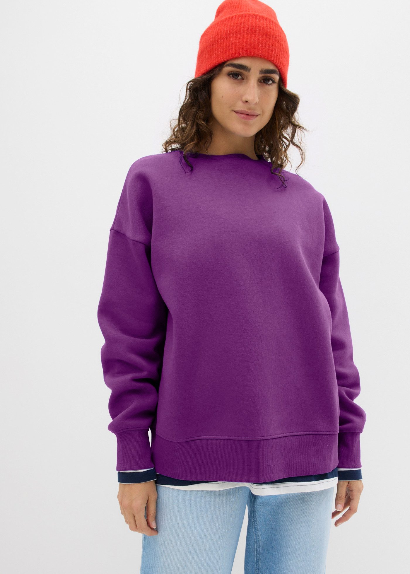 bonprix Sweatshirt Loose Fit, mit Rundhalsausschnitt, aus Baumwolle und Polyester, casual