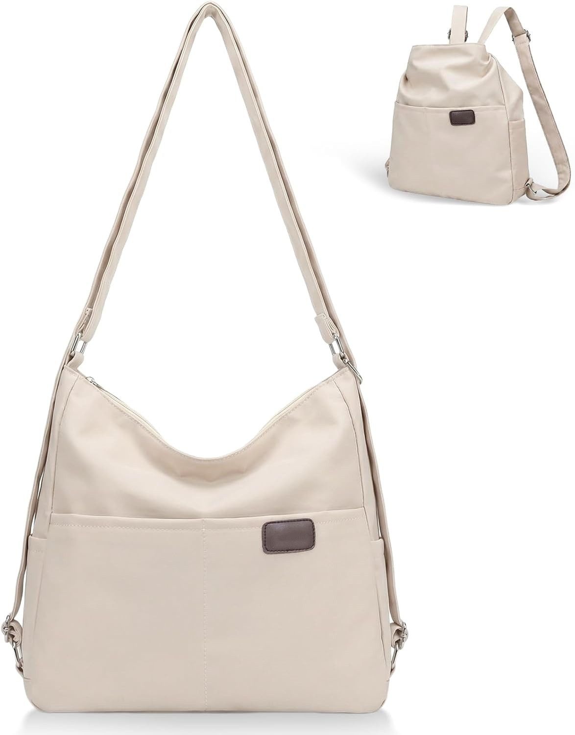 Zaewry Schultertasche Rucksack Tasche 3 in 1 Damen, Wasserdichte Nylon-Schultertasche (Kann als Rucksack, Umhängetasche oder Schultertasche getragen werden), Geeignet für Pendeln, Schule, Reisen und Einkaufen