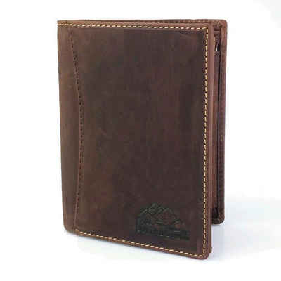 Buffalo Hill Geldbörse Büffelleder Portemonnaie, integrierter RFID-Schutz >BH-2395<, elegantes Wallet mit 8 Kartenfächern in Braun