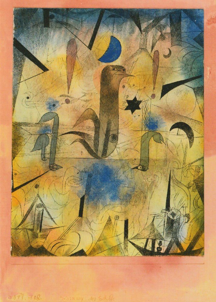 Postkarte Kunstkarte Paul Klee "Warnung der Schiffe"