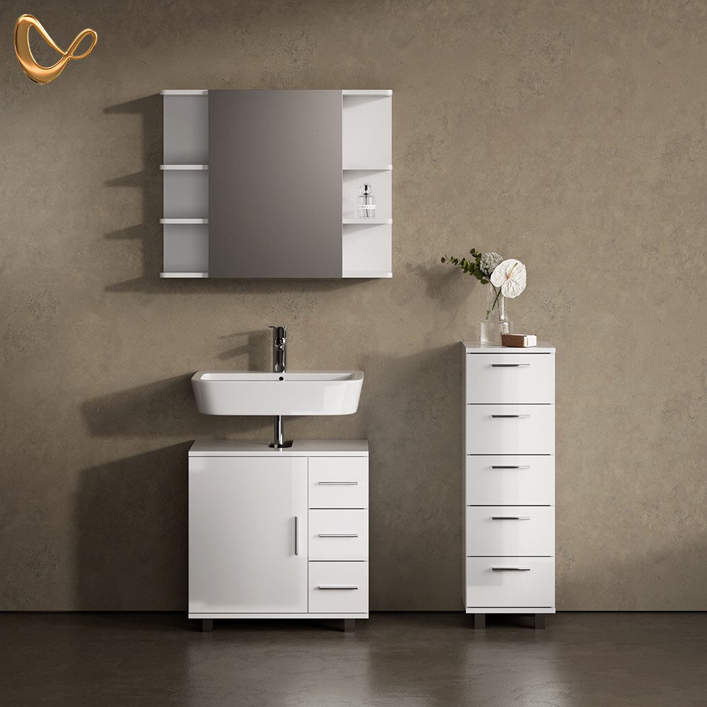 Livinity® Waschbeckenunterschrank Eisak, Weiß Hochglanz, 60 x 60.8 cm günstig online kaufen