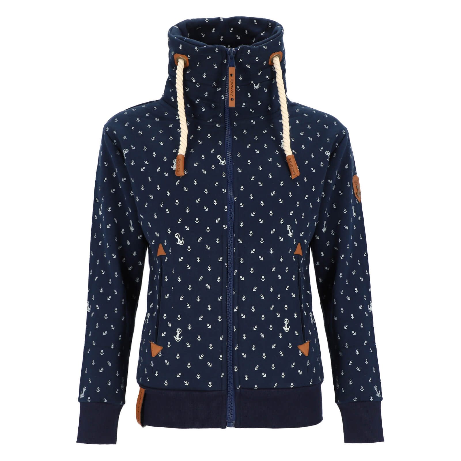Lizzard Sports Sweatjacke Damen Jacke mit Anker-Allover-Print und Stehkrage günstig online kaufen