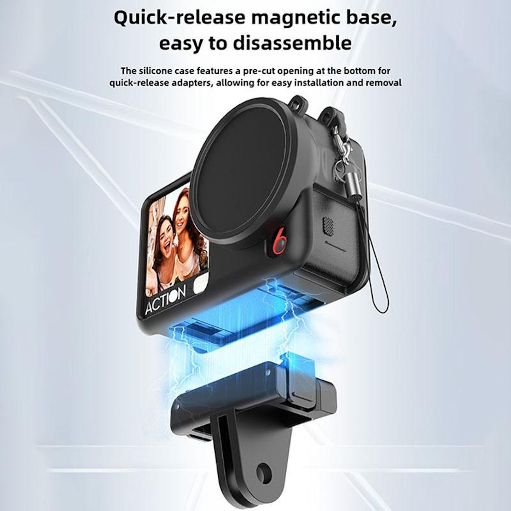 Wigento Für DJI Osmo Action 6 Silikon Body Linsenkappe Schutzcover Schwarz Zubehör Drohne – Bild 4 von 5
